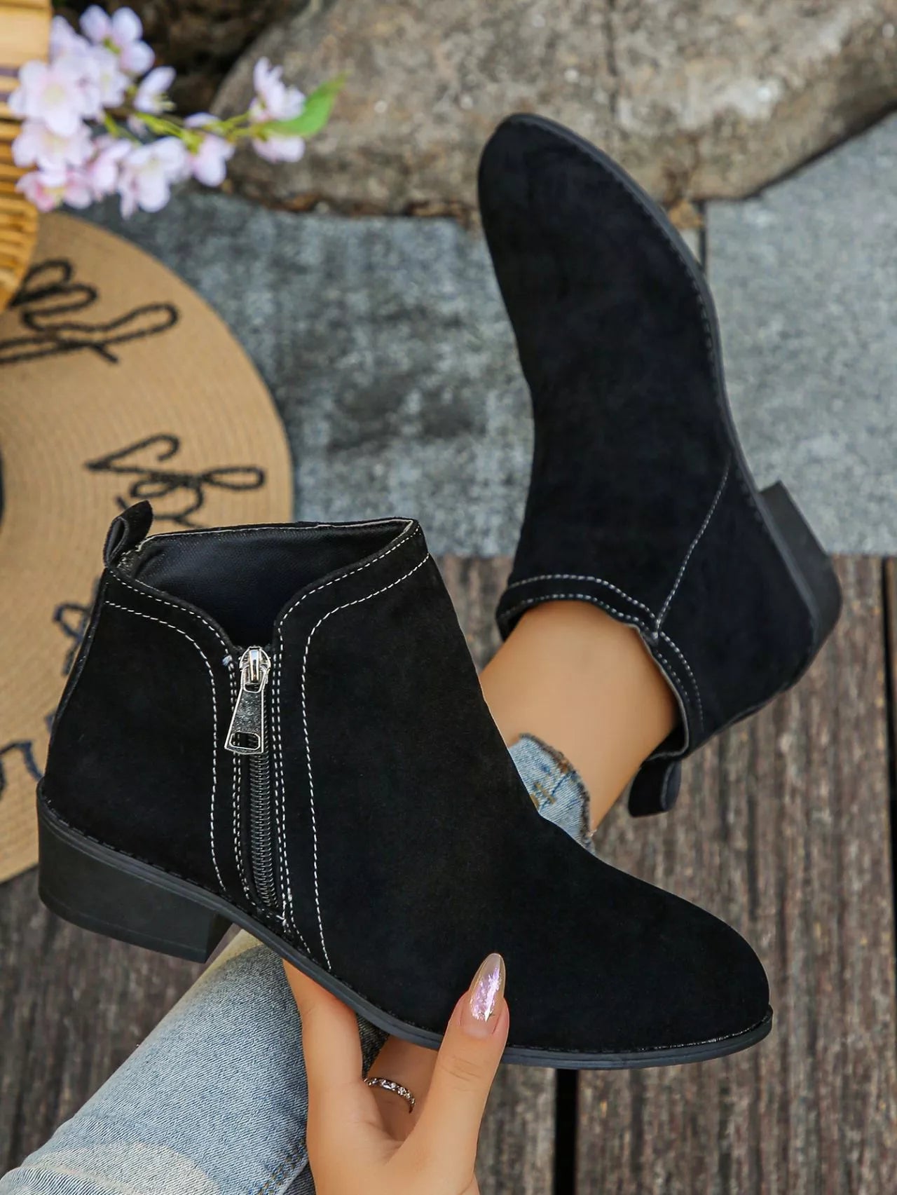 Point Toe Block Heels Boots - Flip Flop Dynasty