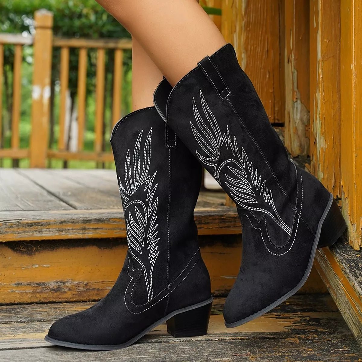 Point Toe Block Heels Boots - Flip Flop Dynasty