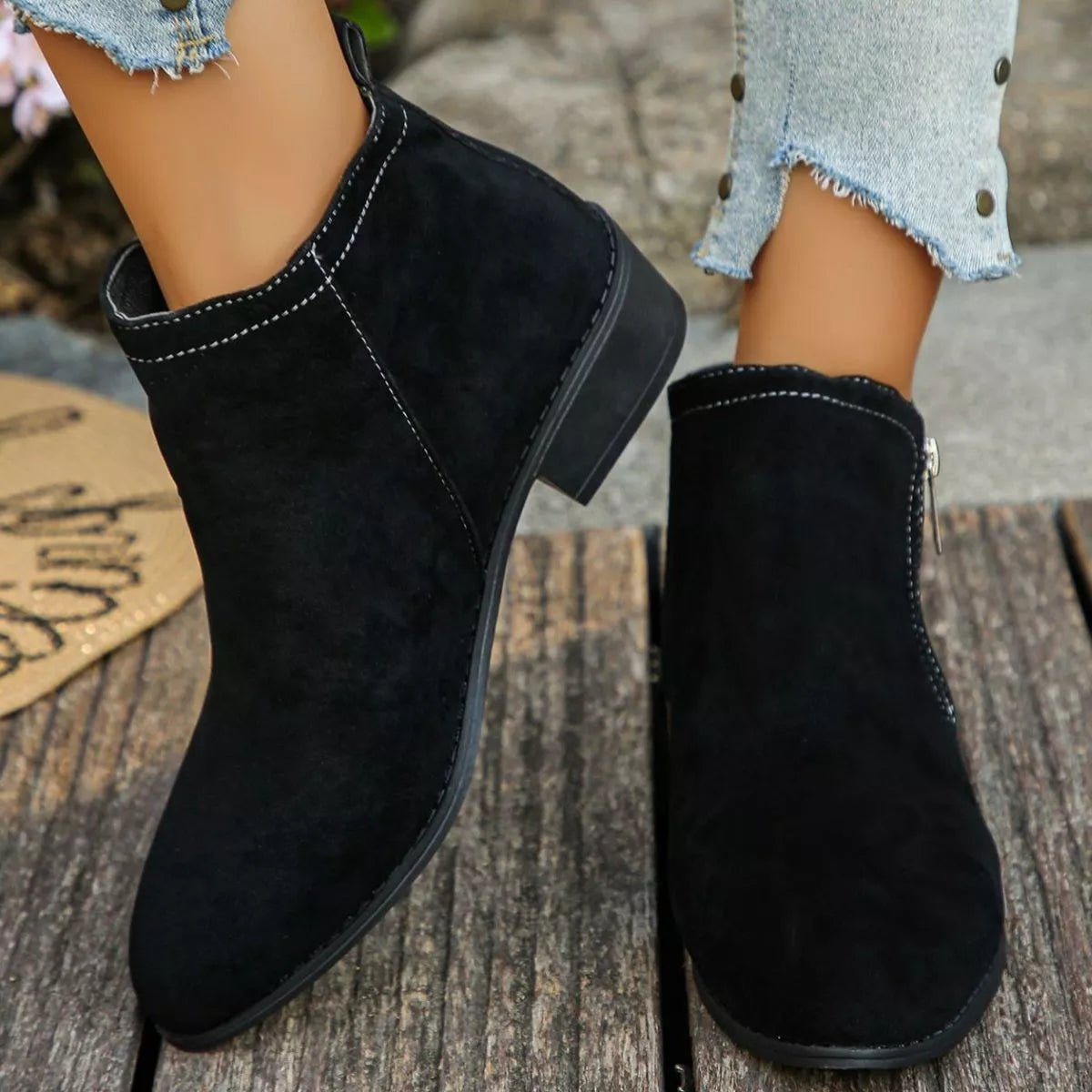 Point Toe Block Heels Boots - Flip Flop Dynasty