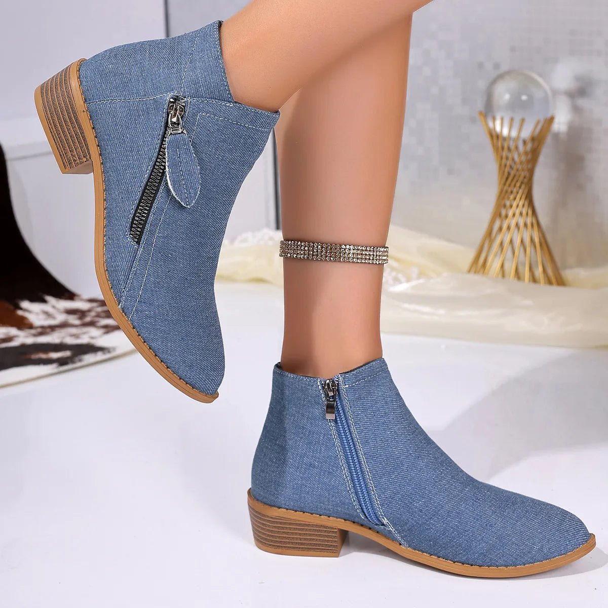 Point Toe Block Heels Boots - Flip Flop Dynasty