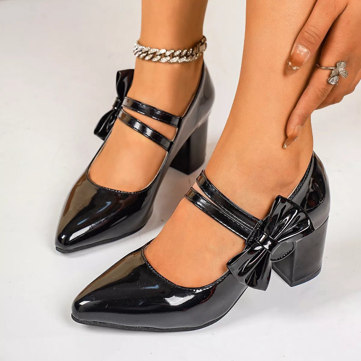 Point Toe Block Heels Pumps - Flip Flop Dynasty