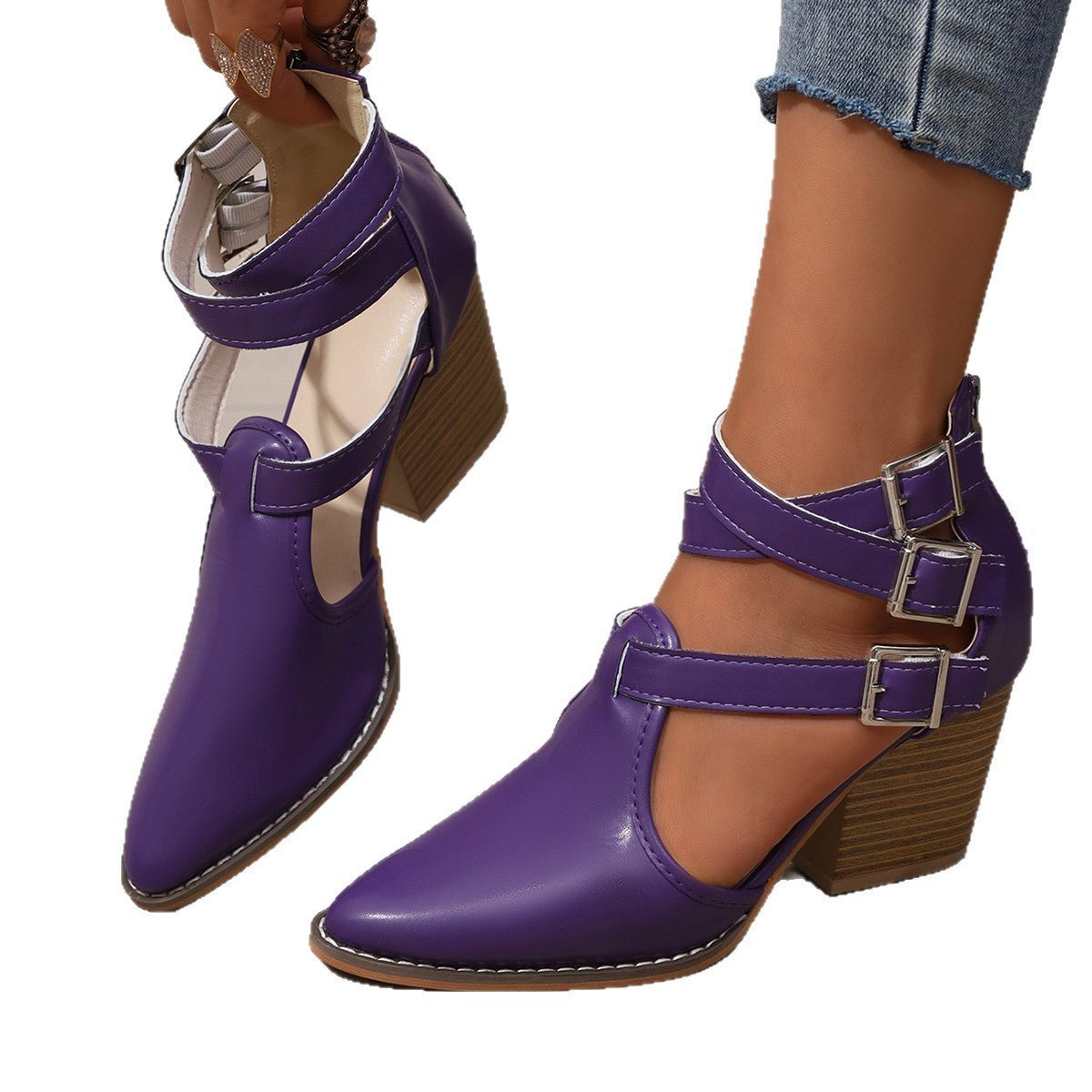 Point Toe Block Heels Pumps - Flip Flop Dynasty