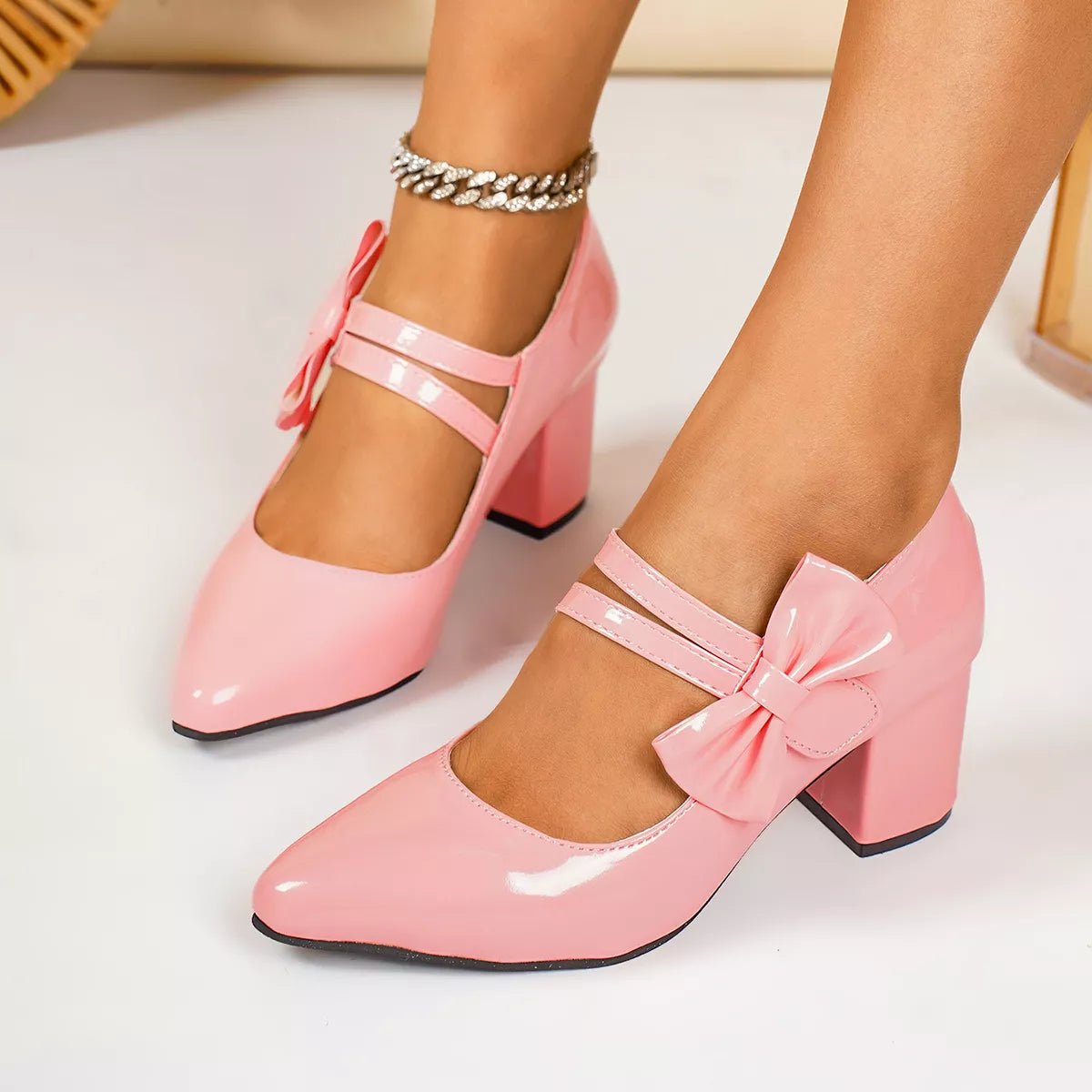Point Toe Block Heels Pumps - Flip Flop Dynasty