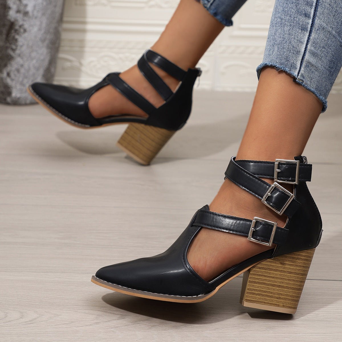 Point Toe Block Heels Pumps - Flip Flop Dynasty