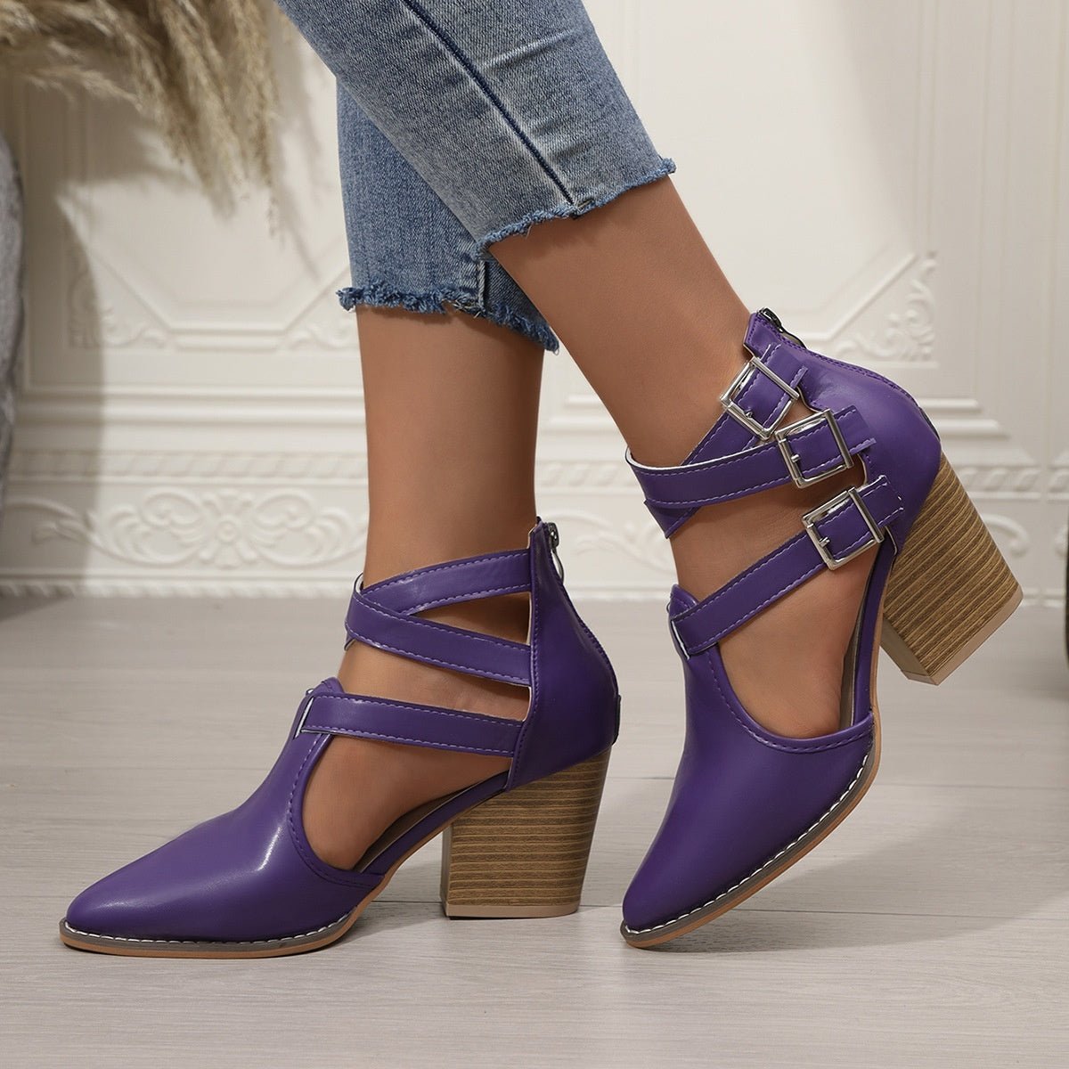 Point Toe Block Heels Pumps - Flip Flop Dynasty