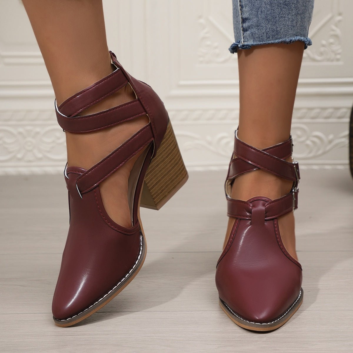 Point Toe Block Heels Pumps - Flip Flop Dynasty