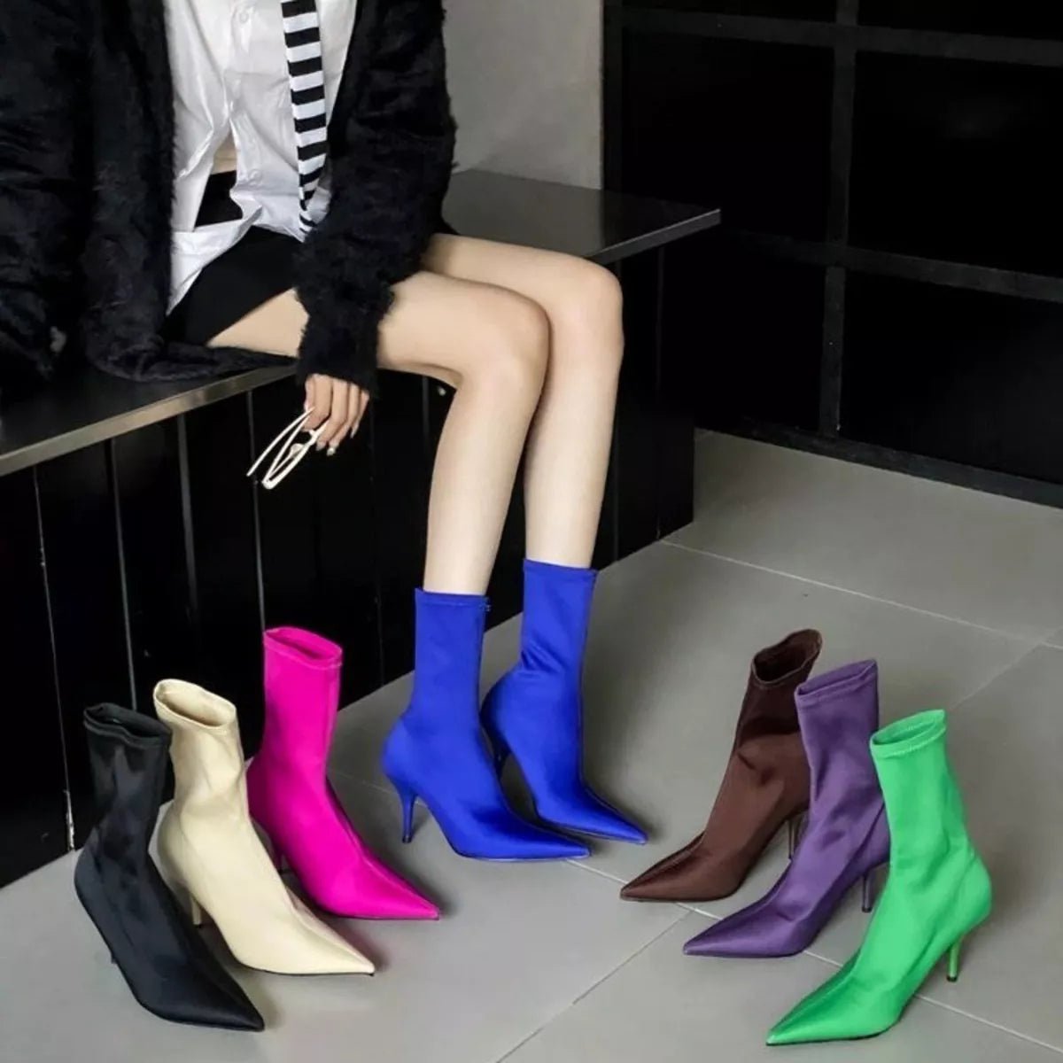 Point Toe Mid Heel Boots - Flip Flop Dynasty