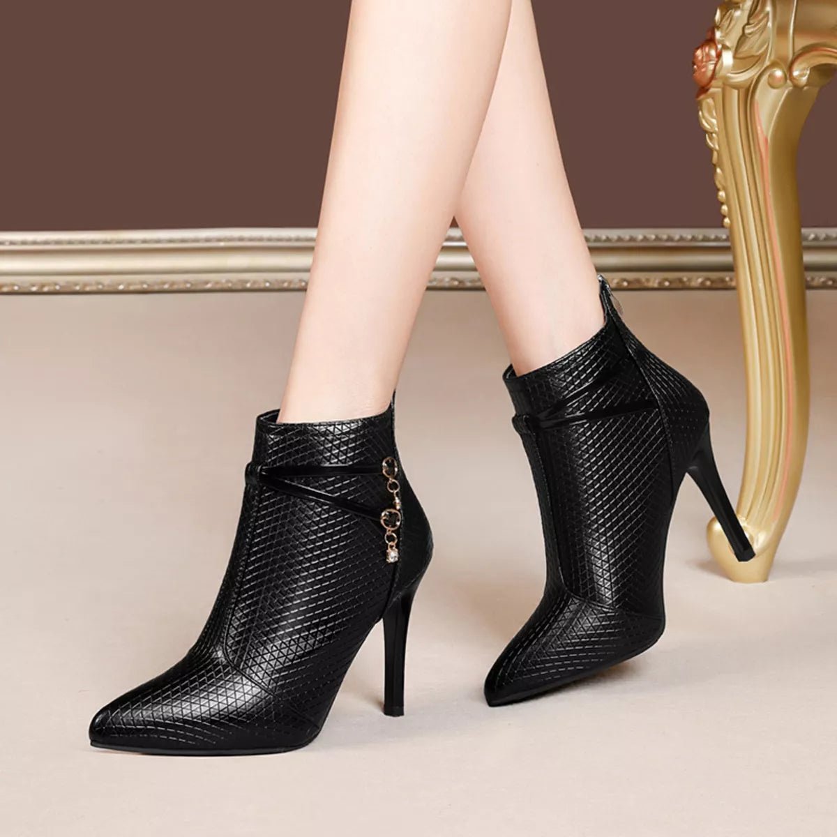 Pointed - Toe Stiletto Ankle Boots - Flip Flop Dynasty