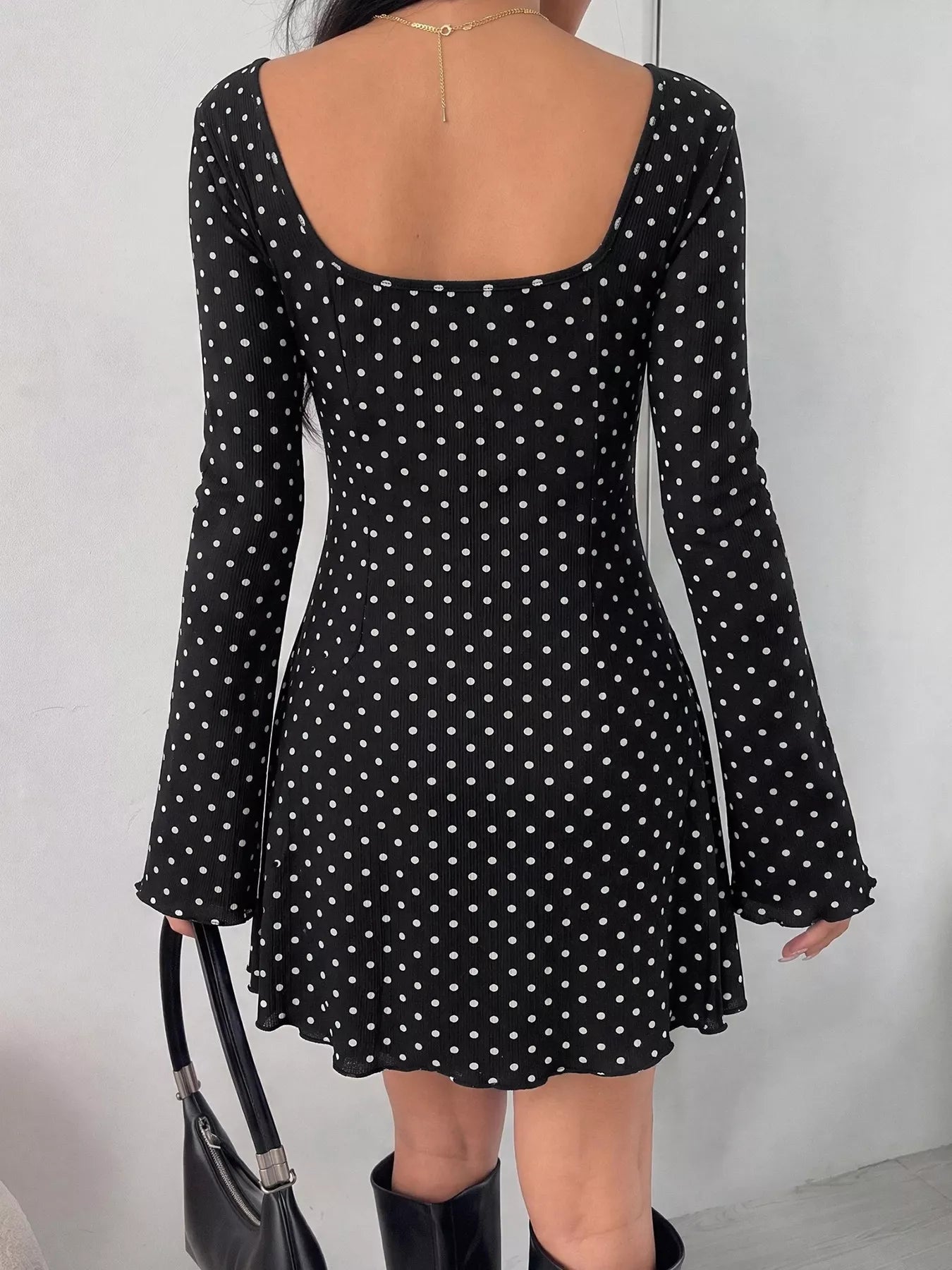 Polka Dot Lace Trimmed V-Neck Mini Dress - Flip Flop Dynasty