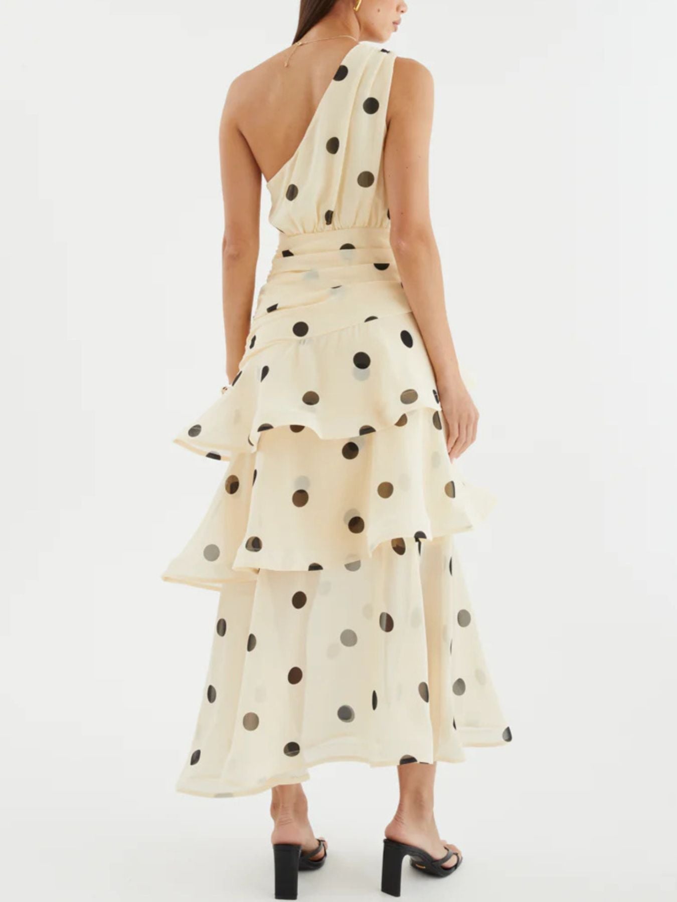 Polka Dot One - Shoulder Ruffle Dress - Flip Flop Dynasty