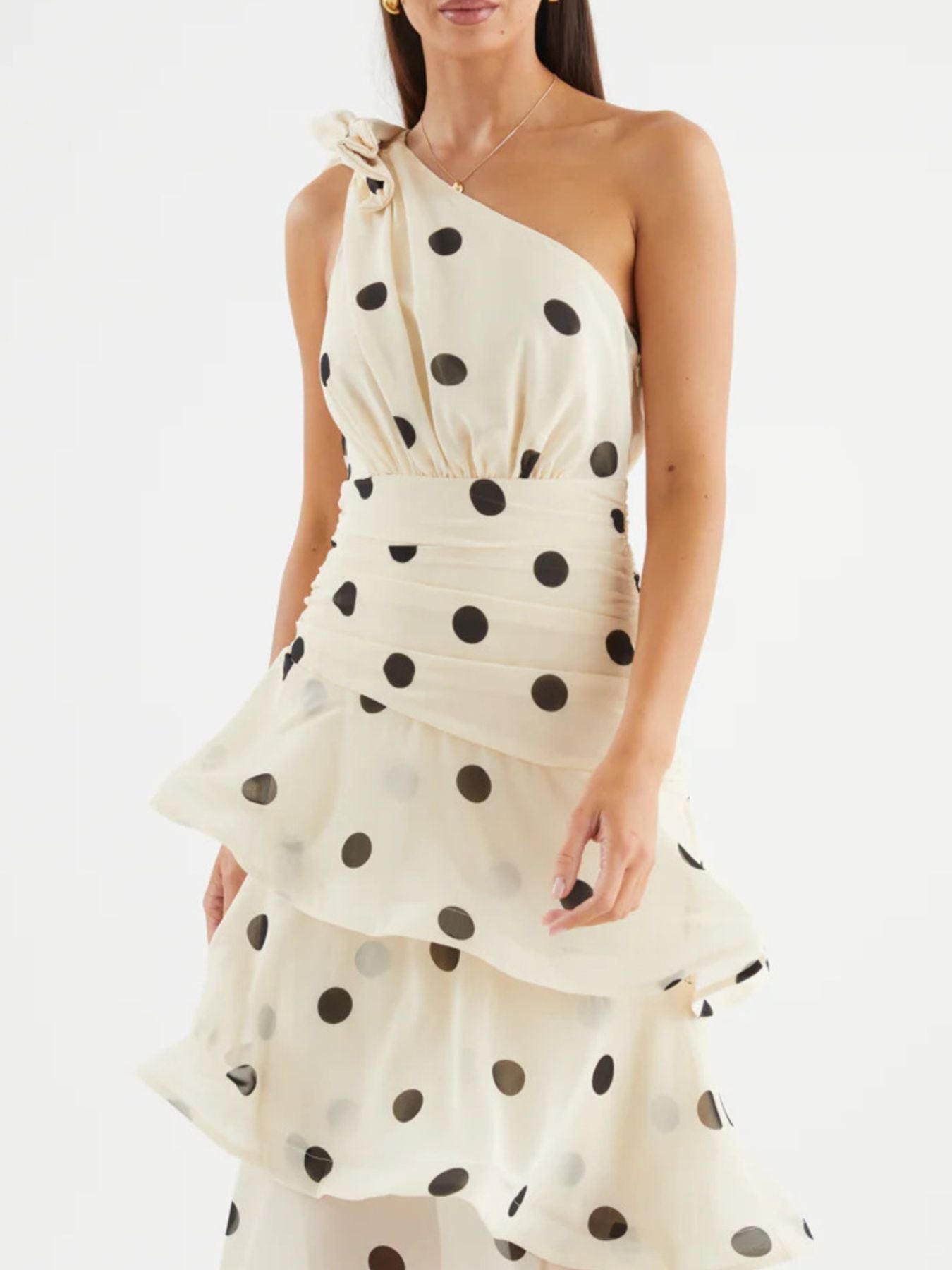 Polka Dot One - Shoulder Ruffle Dress - Flip Flop Dynasty