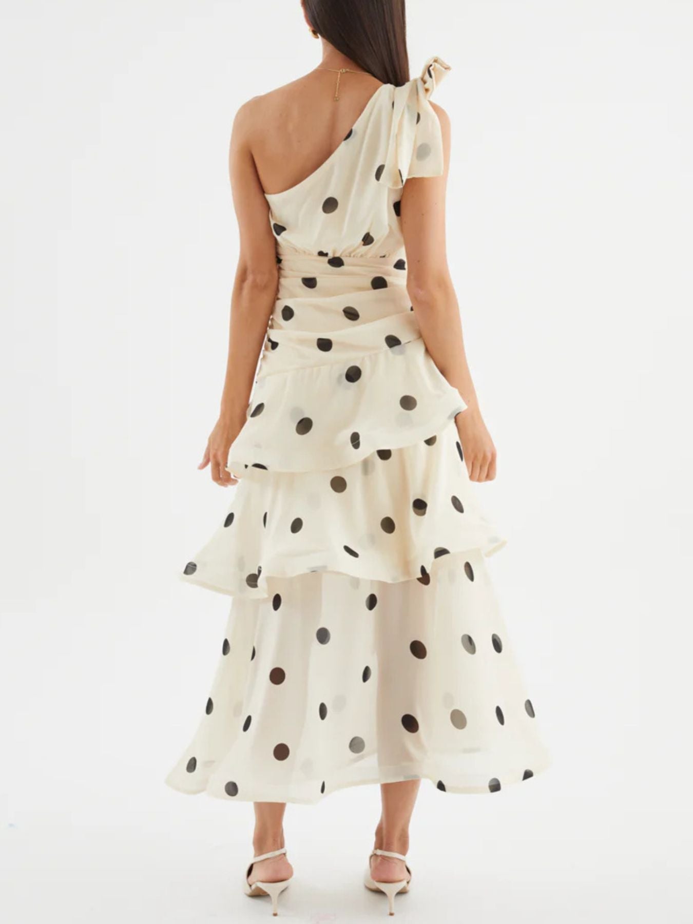 Polka Dot One - Shoulder Ruffle Dress - Flip Flop Dynasty