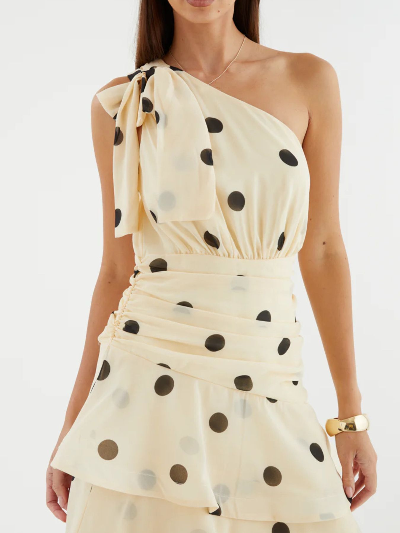 Polka Dot One - Shoulder Ruffle Dress - Flip Flop Dynasty