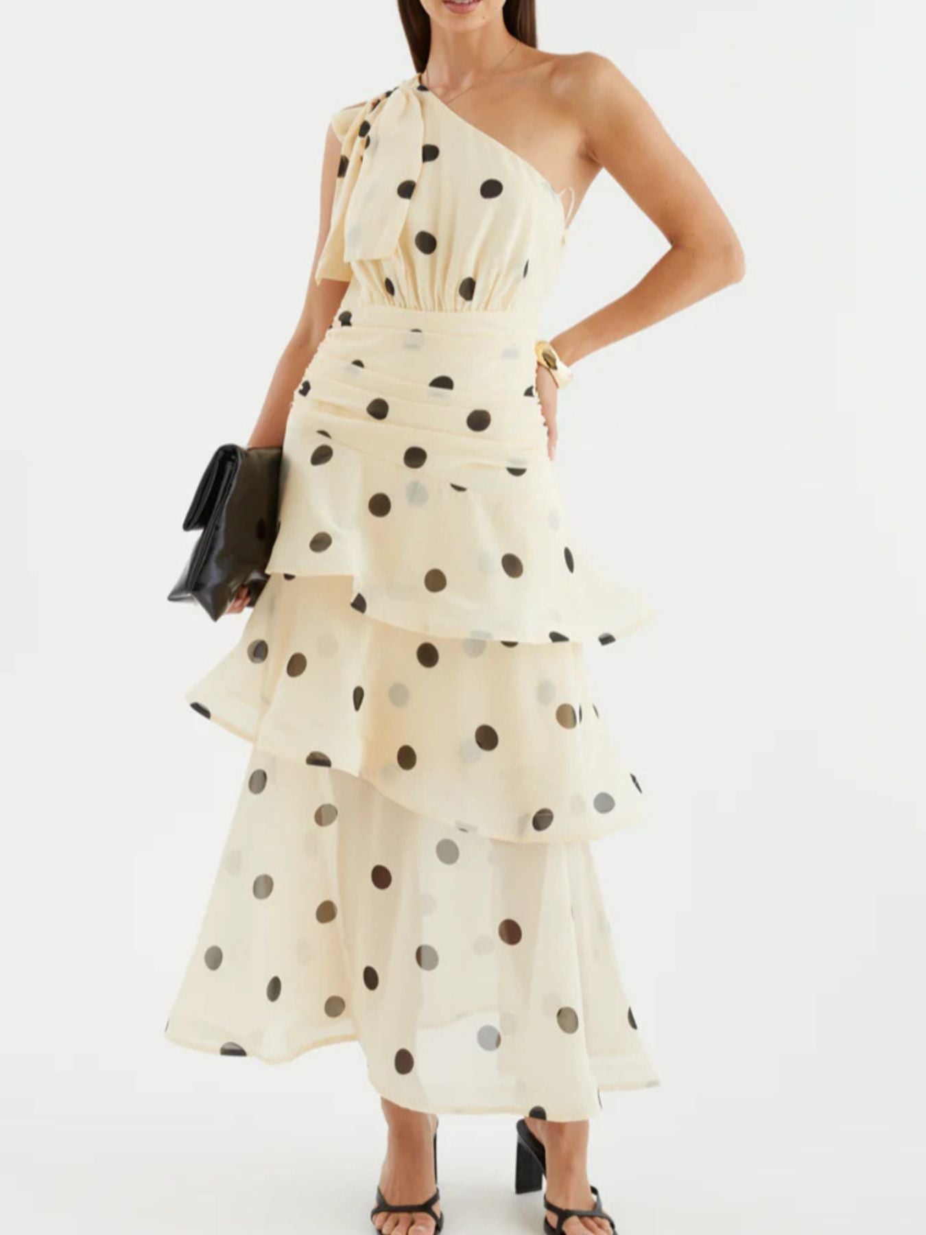 Polka Dot One - Shoulder Ruffle Dress - Flip Flop Dynasty