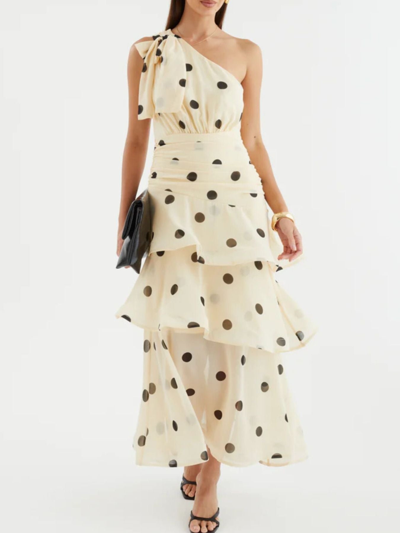 Polka Dot One - Shoulder Ruffle Dress - Flip Flop Dynasty