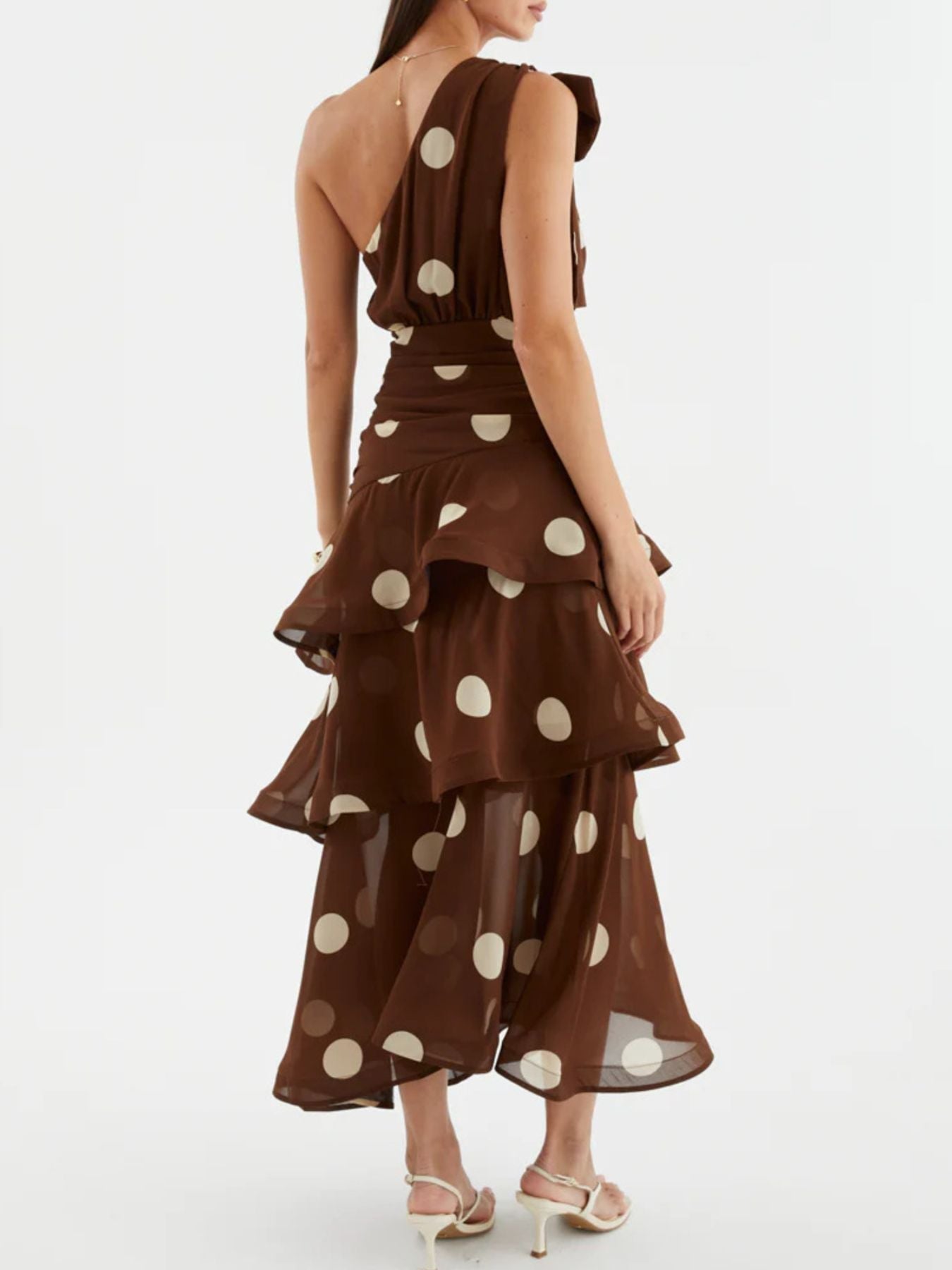 Polka Dot One - Shoulder Ruffle Dress - Flip Flop Dynasty