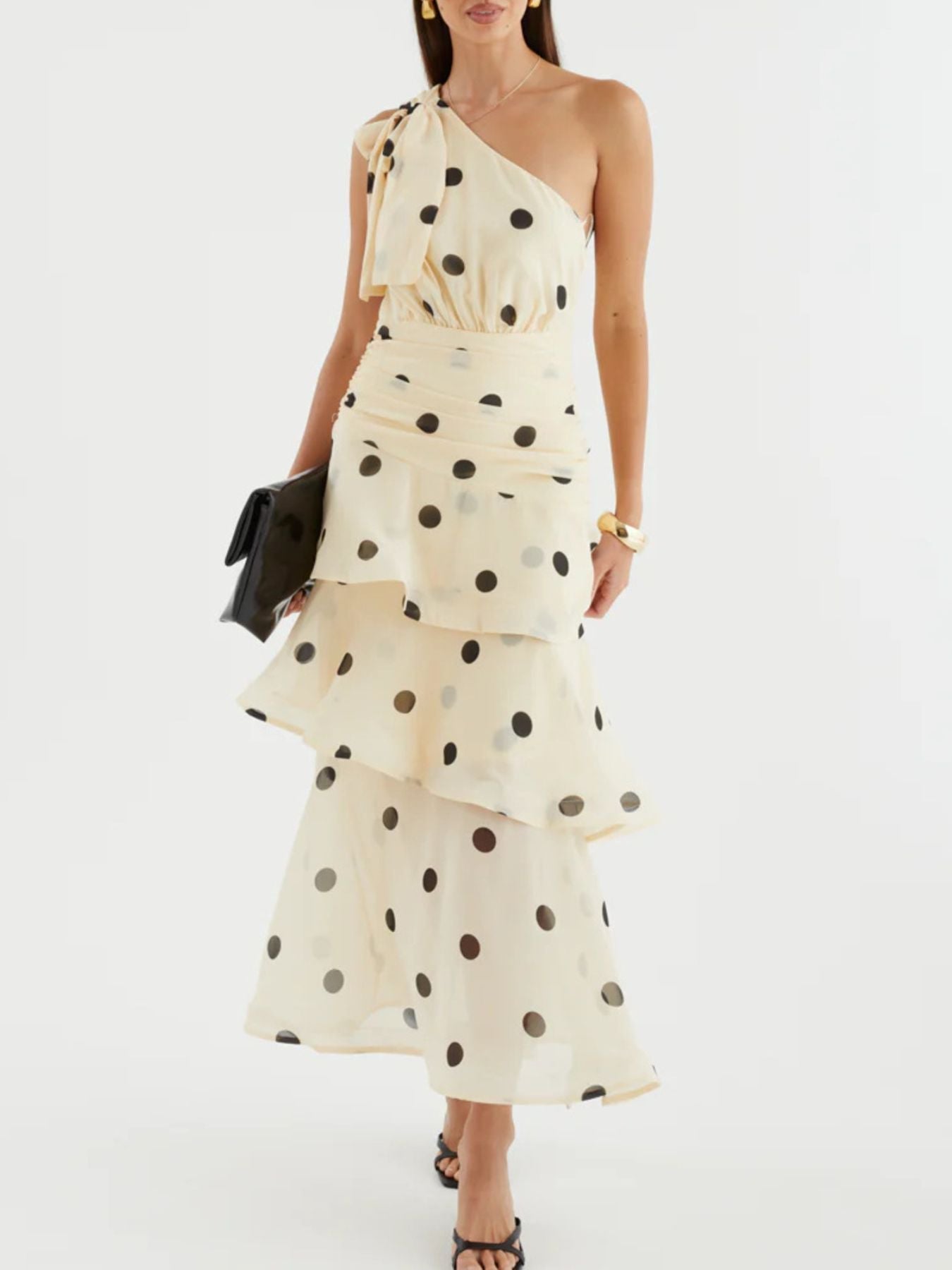 Polka Dot One - Shoulder Ruffle Dress - Flip Flop Dynasty