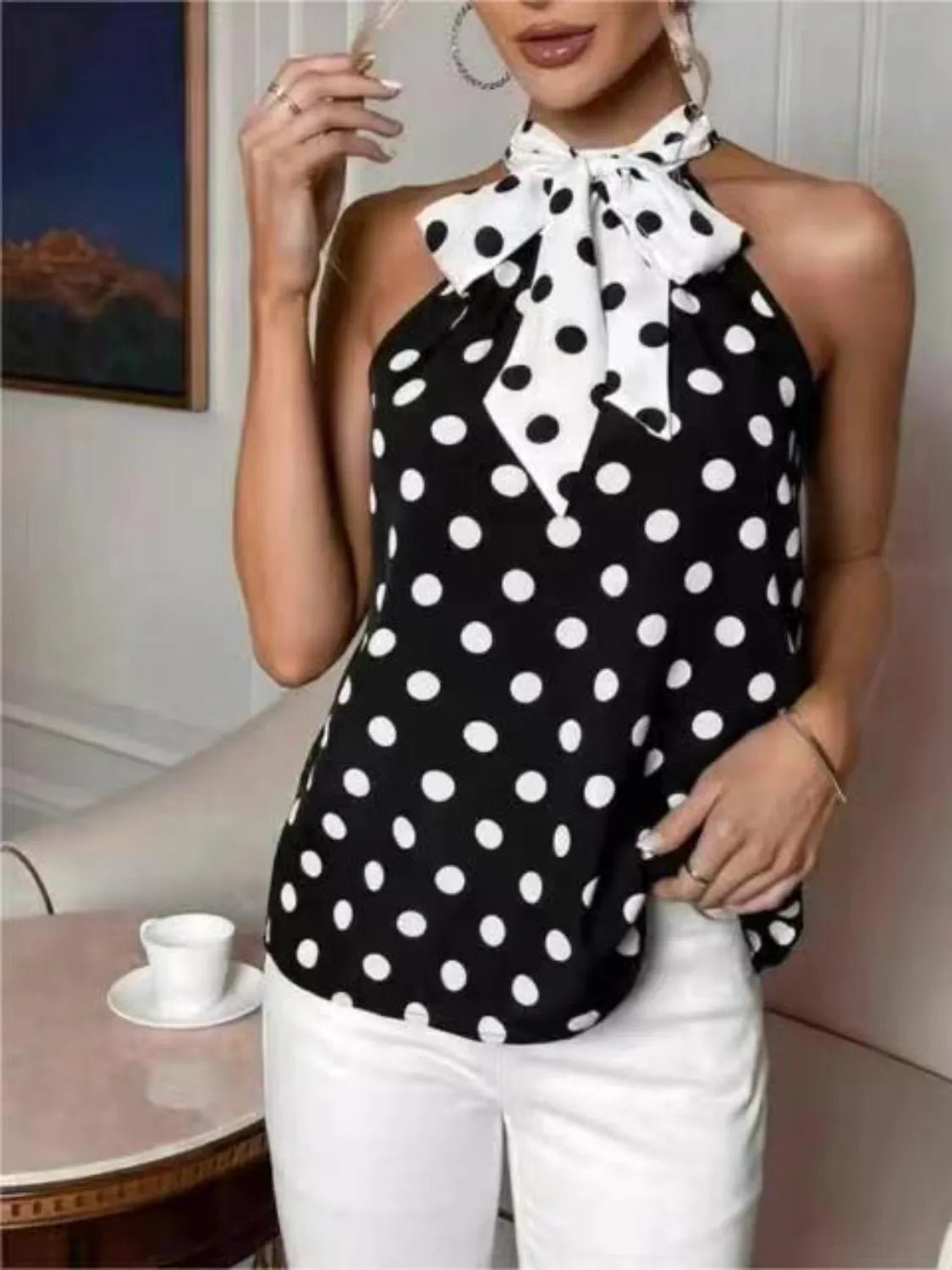 Polka Dot Tie Front Cami - Flip Flop Dynasty
