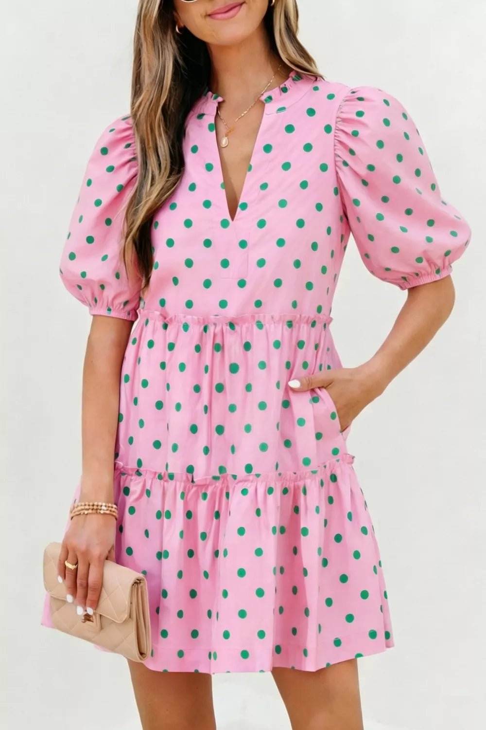 Polka Dot Tiered Mini Dress - Flip Flop Dynasty