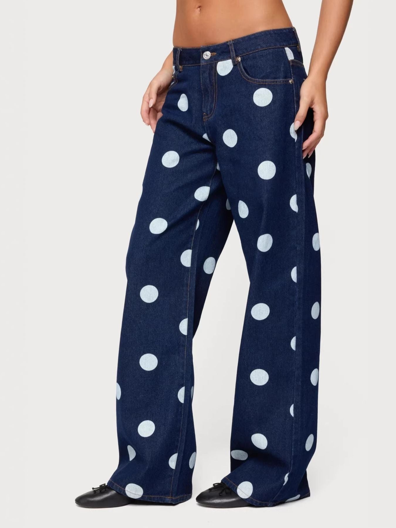 Polka Dot Wide Leg Jeans - Flip Flop Dynasty