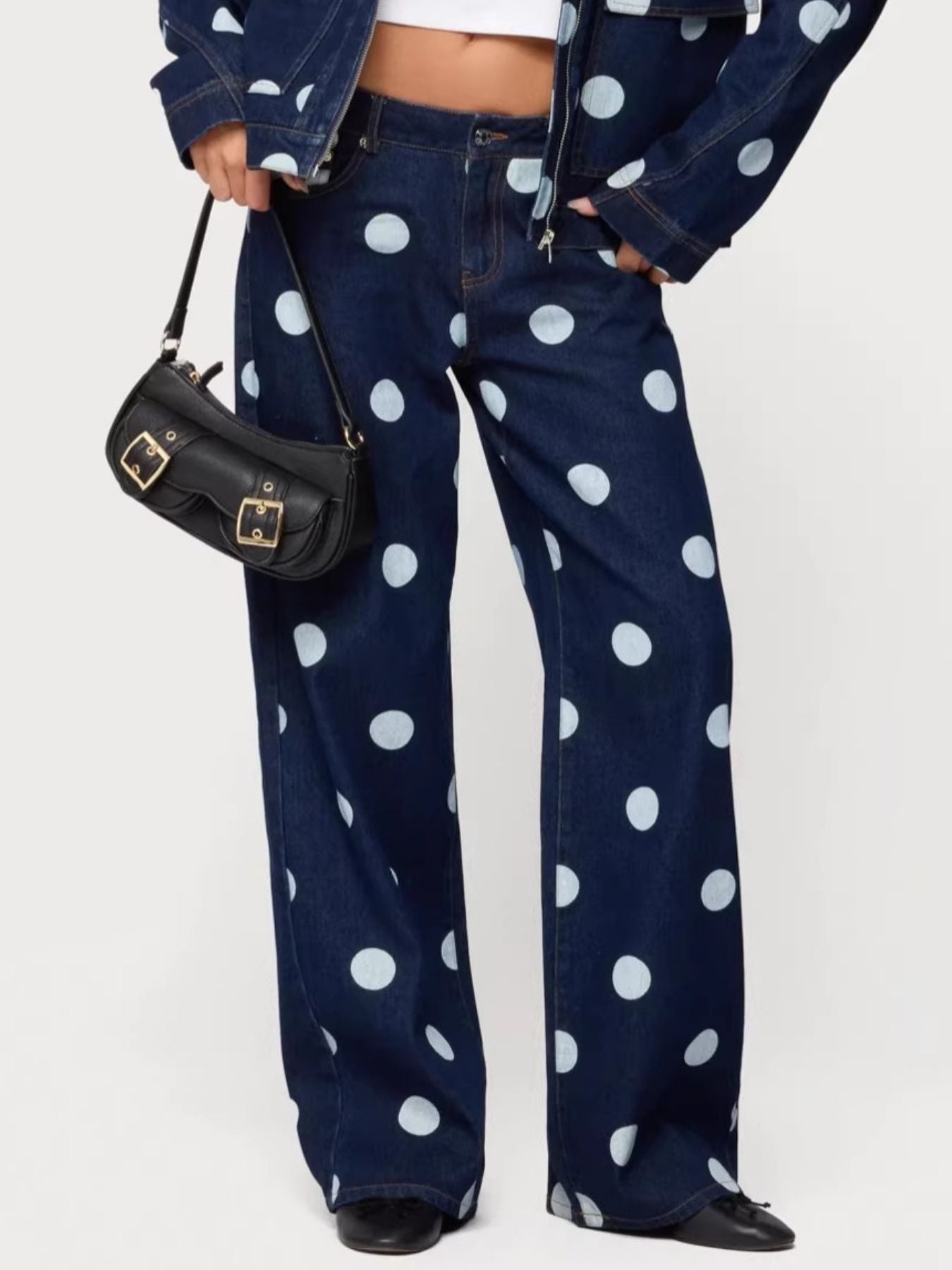 Polka Dot Wide Leg Jeans - Flip Flop Dynasty