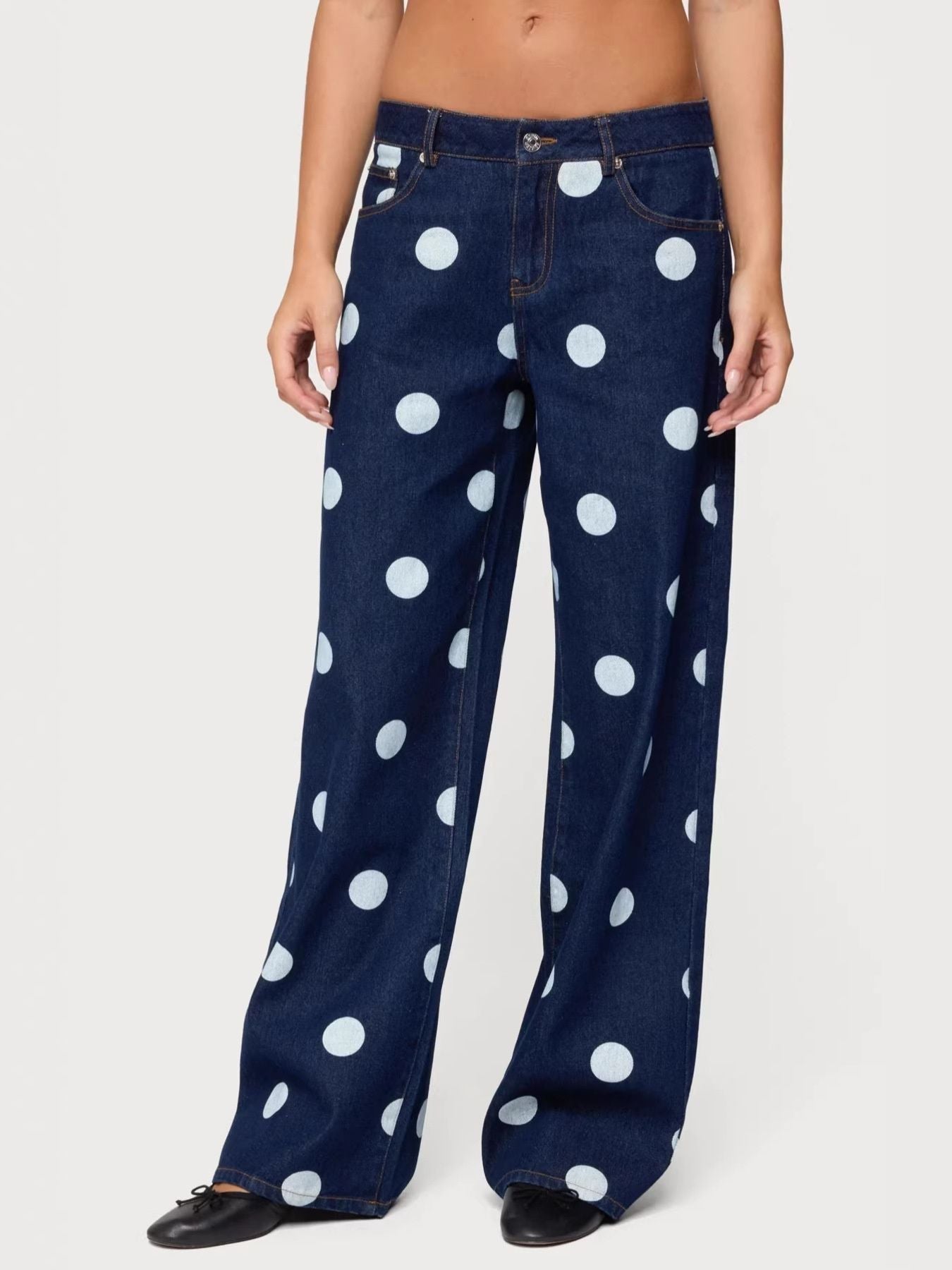 Polka Dot Wide Leg Jeans - Flip Flop Dynasty