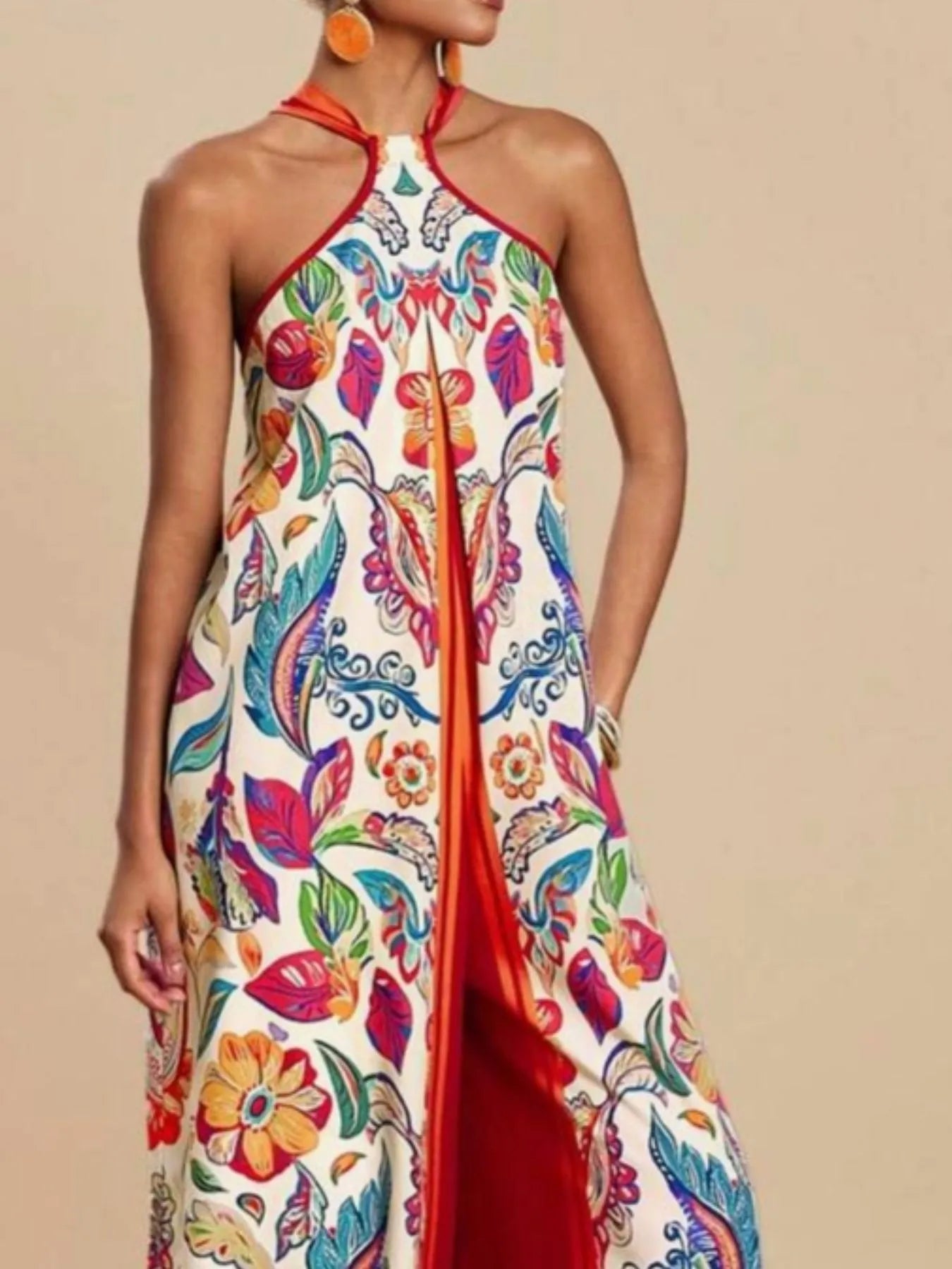 Printed Halter Wide - Leg Jumpsuit - Flip Flop Dynasty