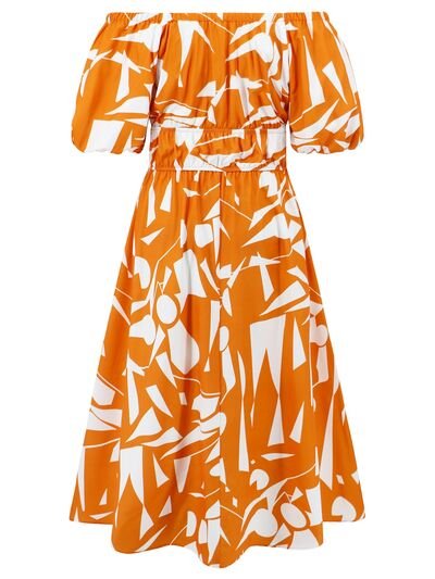 Printed Off - Shoulder Balloon Sleeve Dress - Flip Flop Dynasty