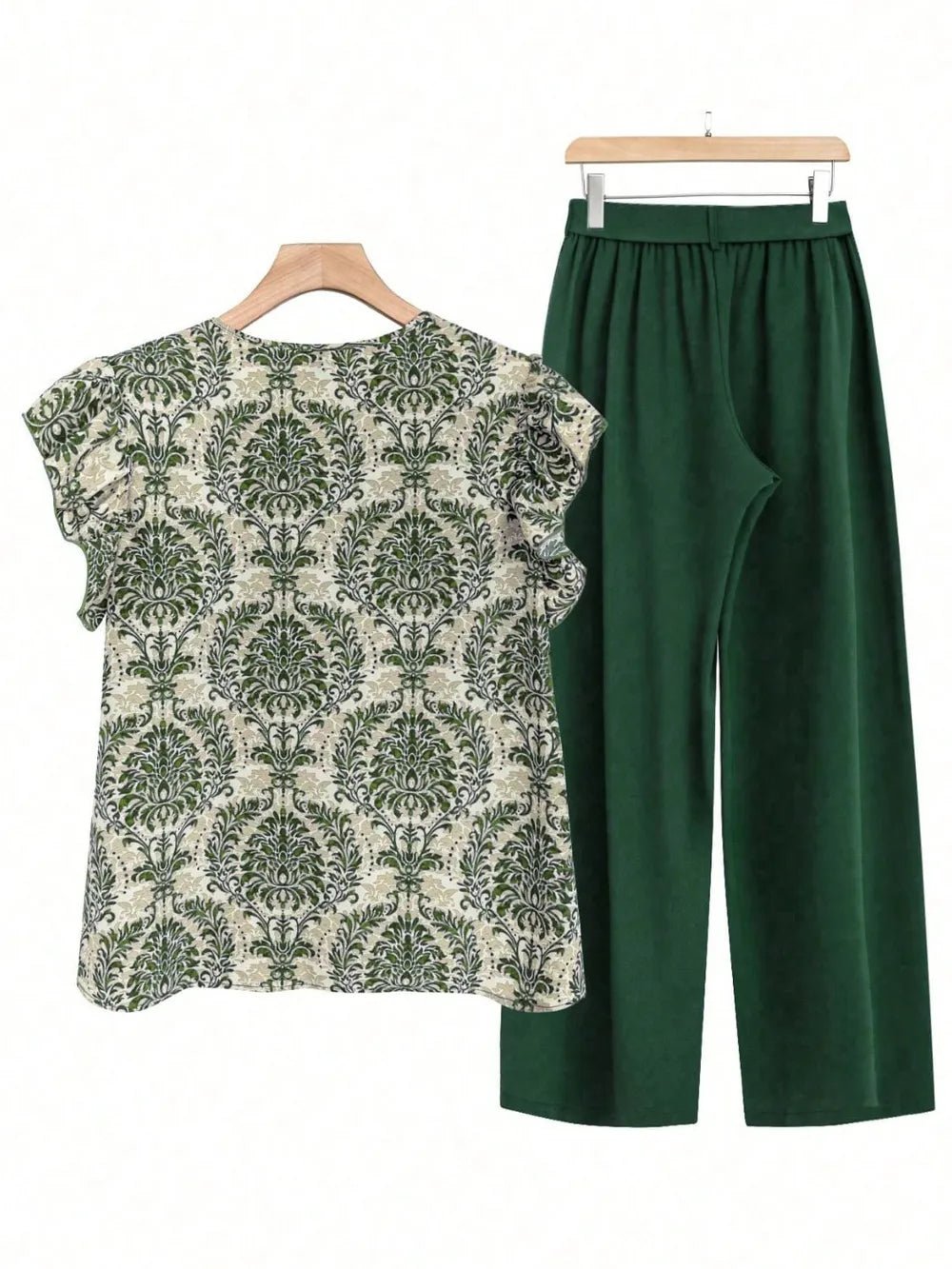 Printed Ruffled Cap Sleeve Top and Pants Set - Flip Flop Dynasty