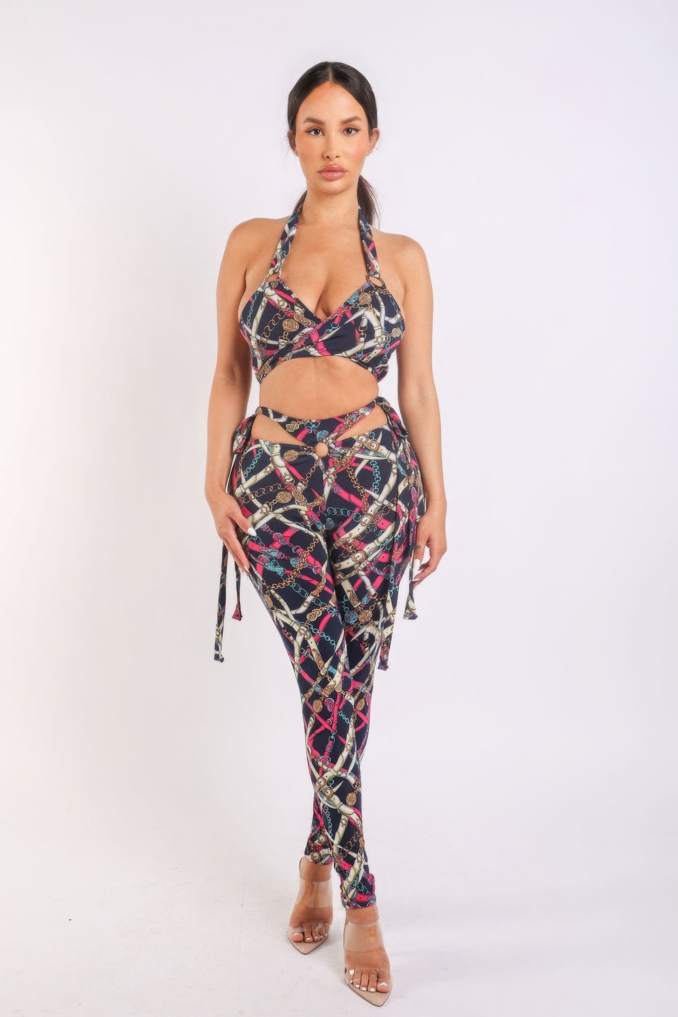 Printed Tie Detailed Jumpsuit - Flip Flop Dynasty