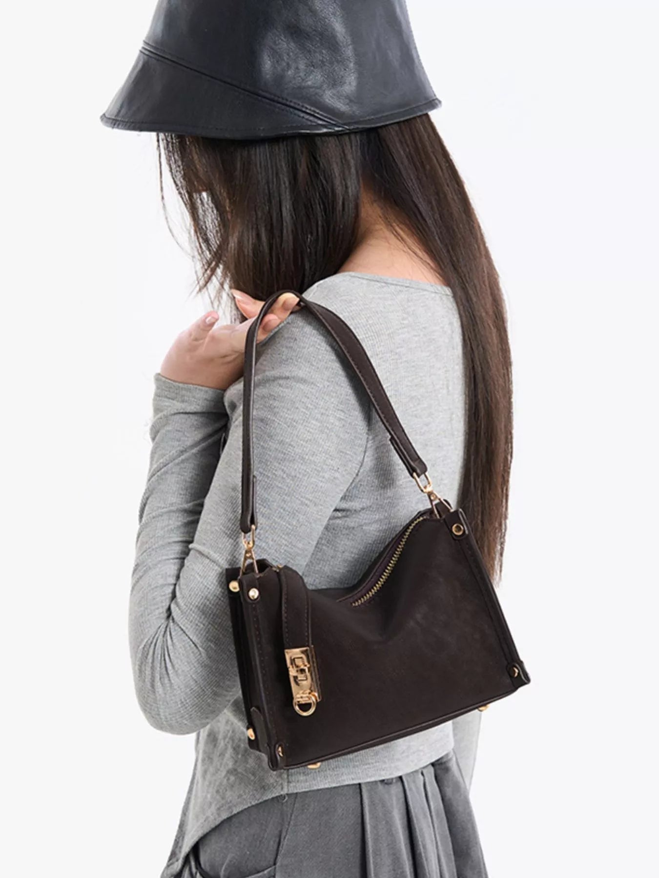 PU Leather Crossbody Bag with Adjustable Strap - Flip Flop Dynasty