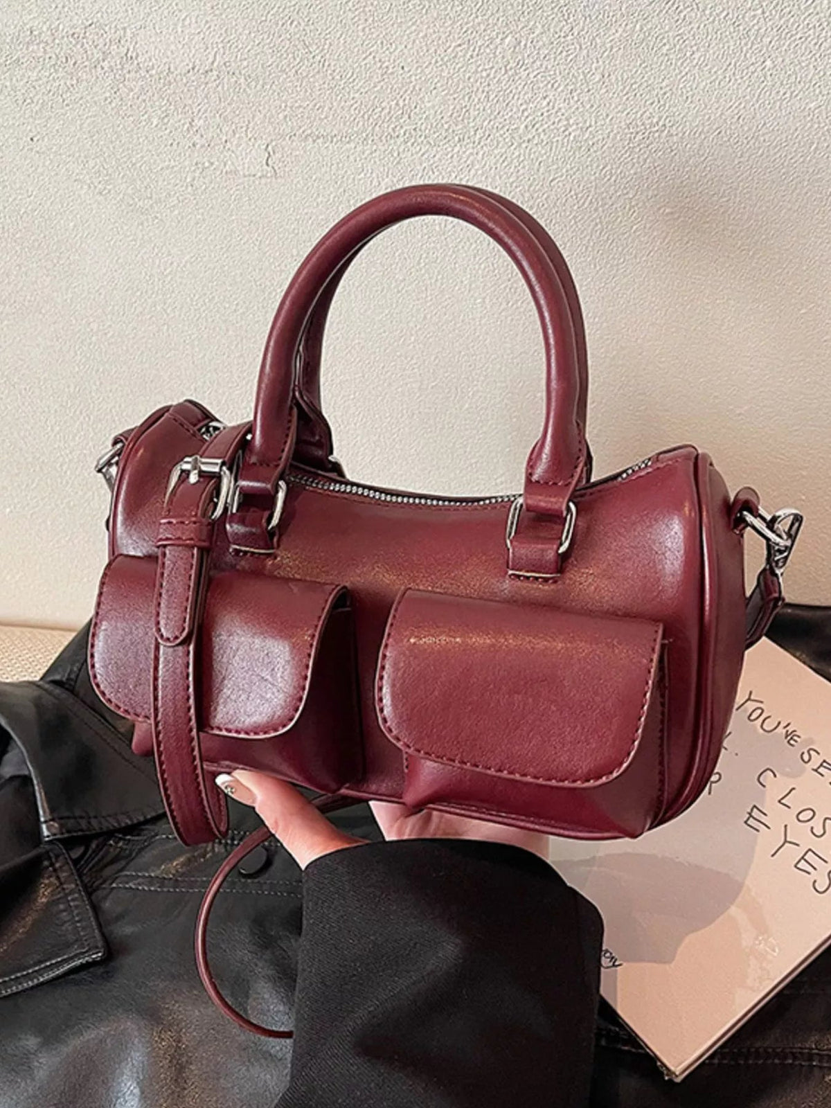PU Leather Vintage Boston Handbag - Flip Flop Dynasty