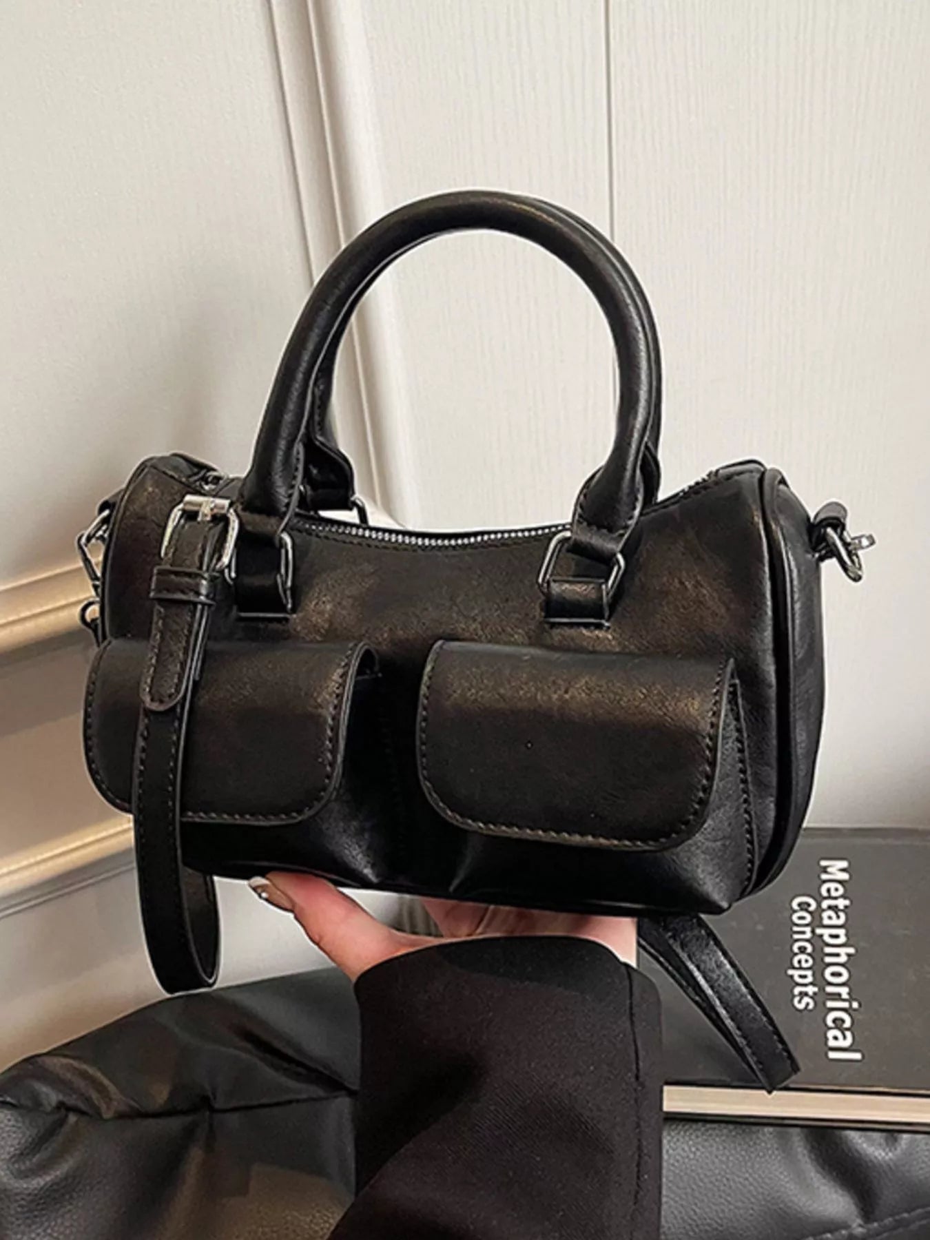 PU Leather Vintage Boston Handbag - Flip Flop Dynasty