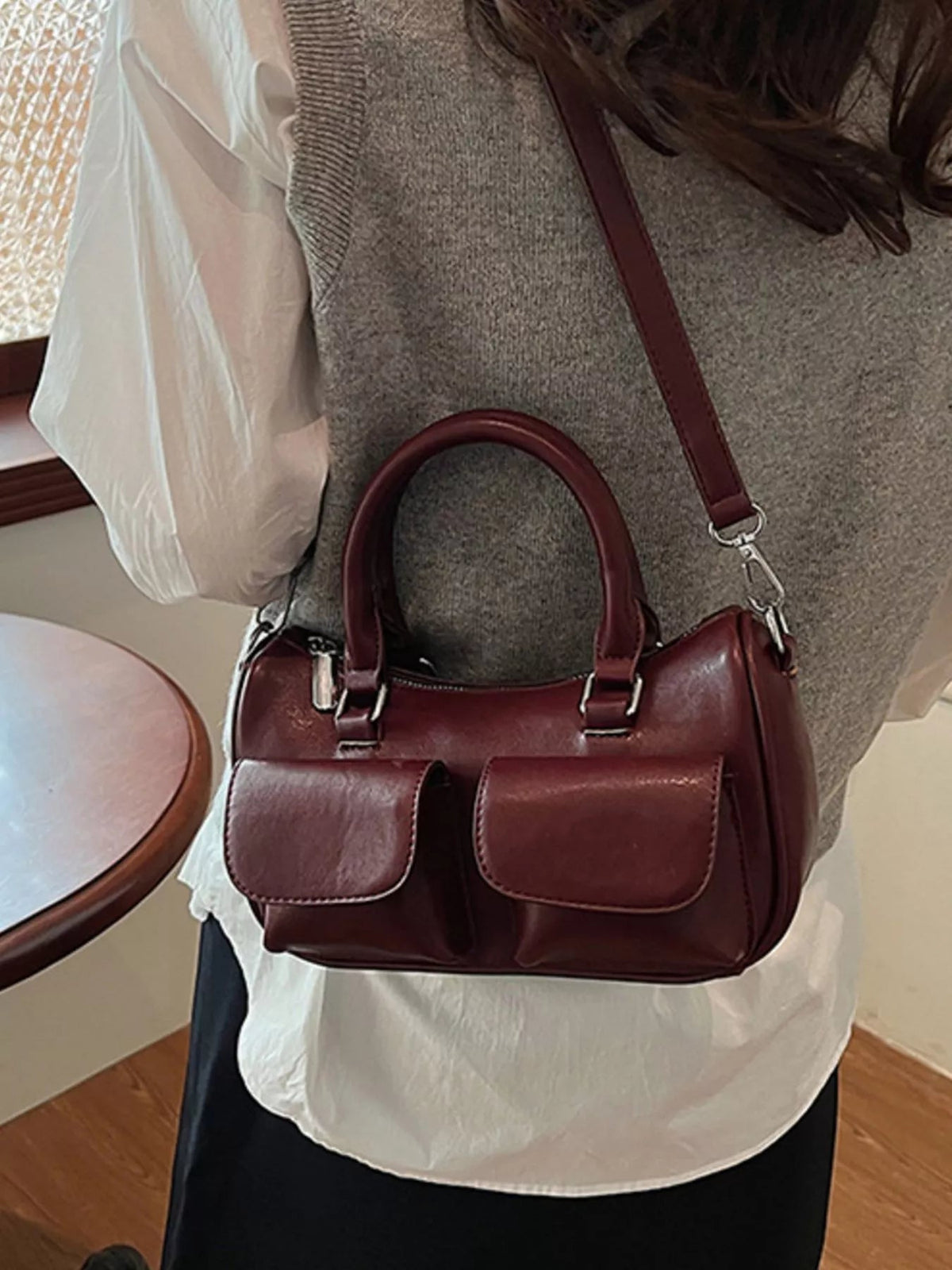 PU Leather Vintage Boston Handbag - Flip Flop Dynasty