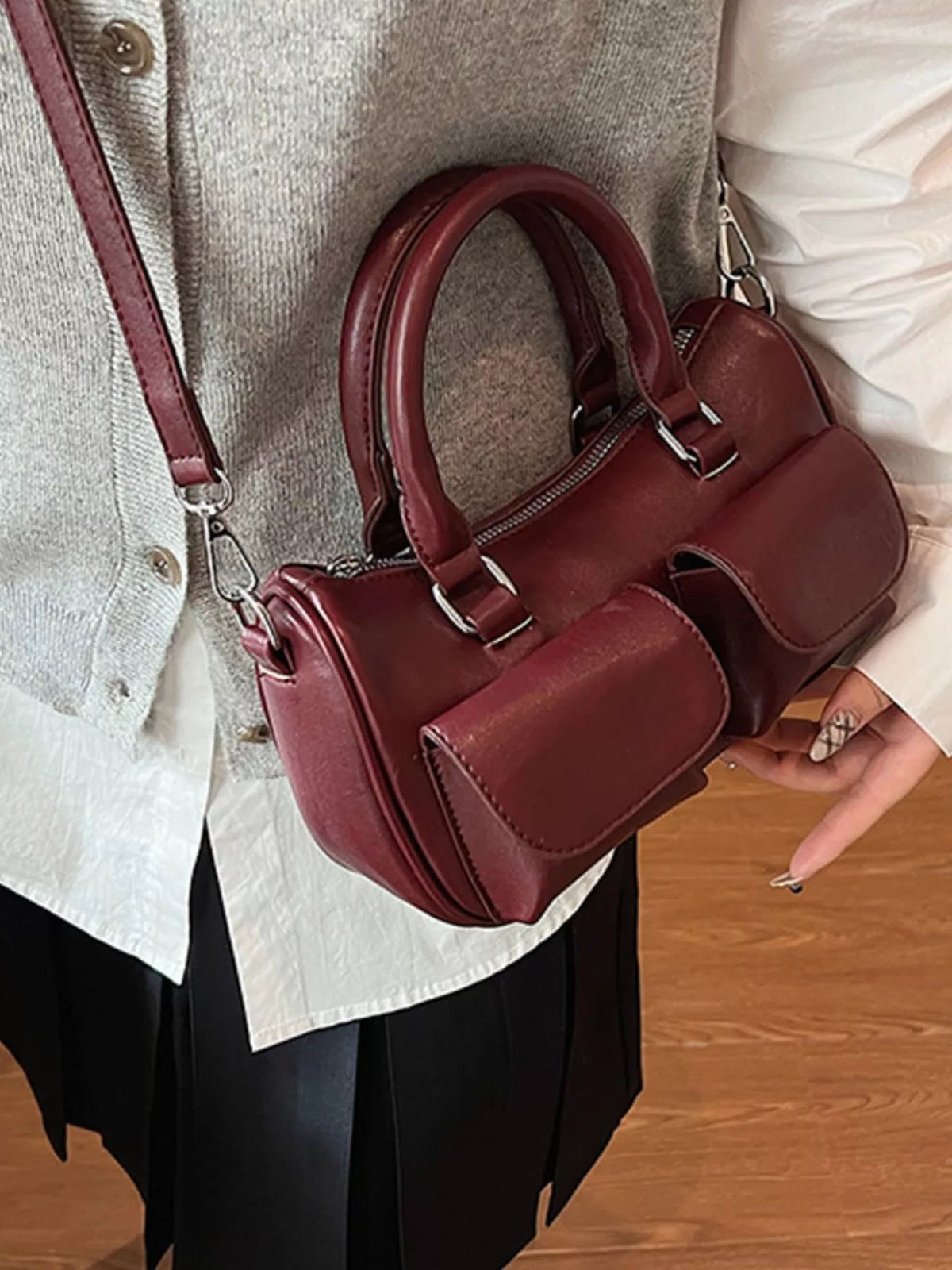 PU Leather Vintage Boston Handbag - Flip Flop Dynasty