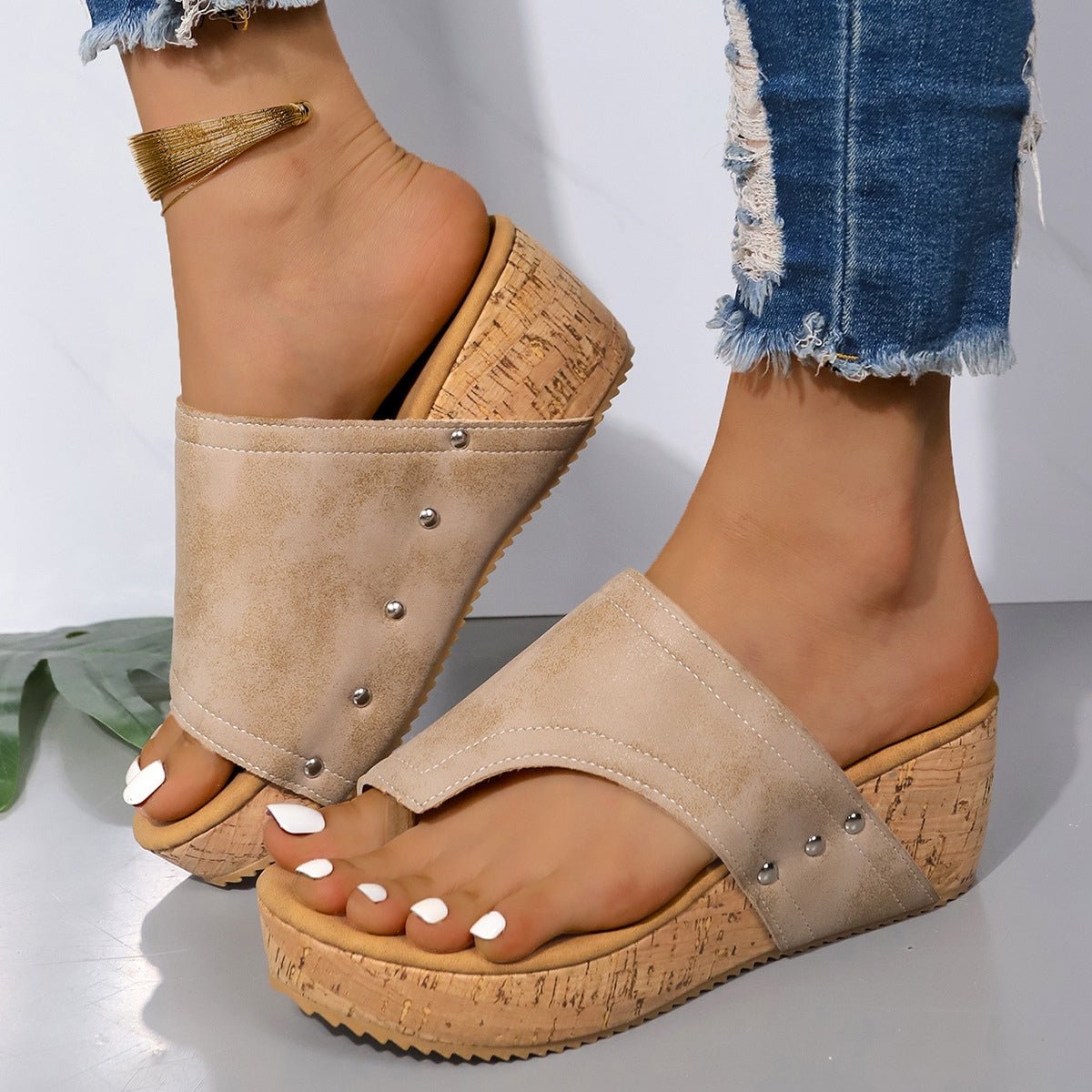 PU Leather Wedge Sandals - Flip Flop Dynasty