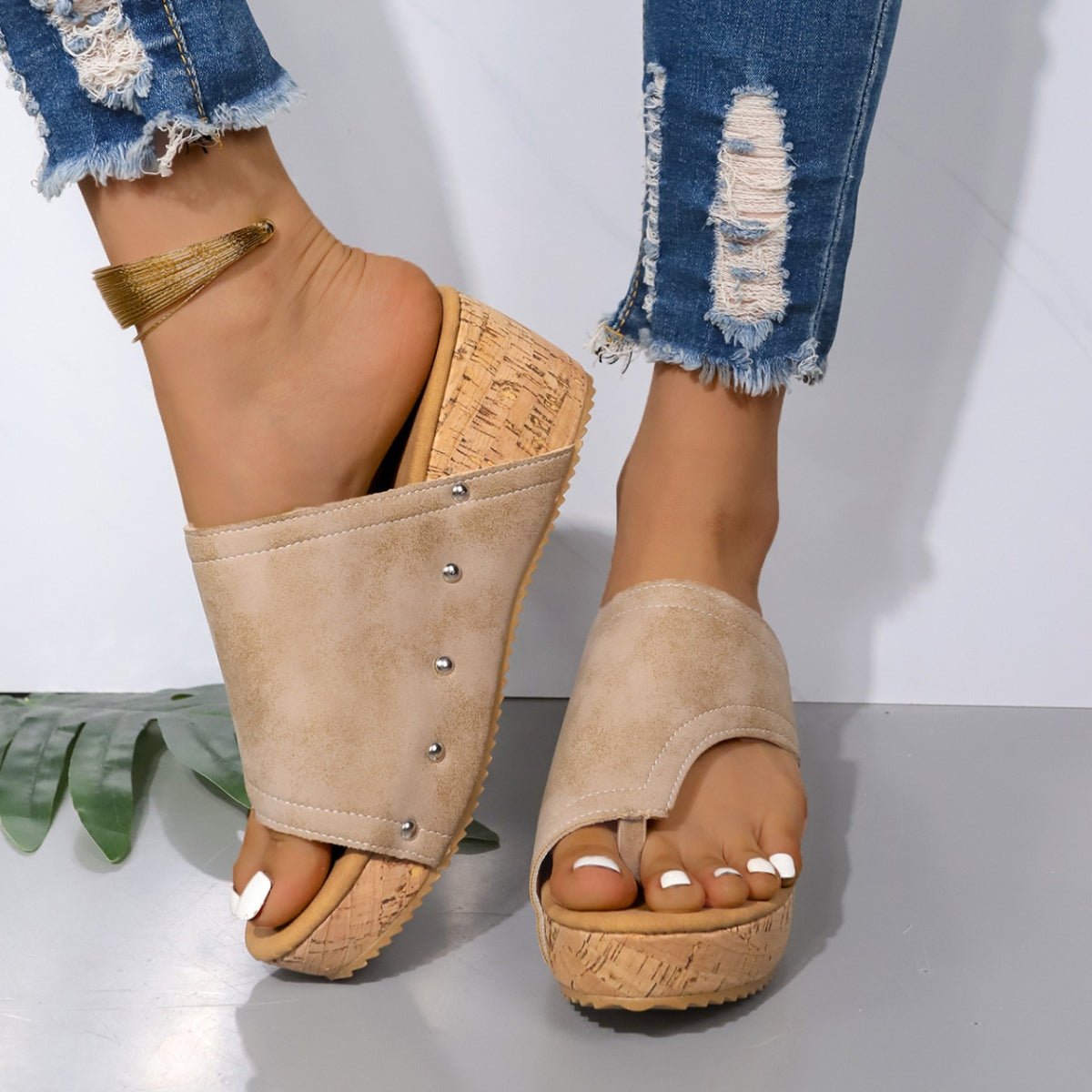 PU Leather Wedge Sandals - Flip Flop Dynasty