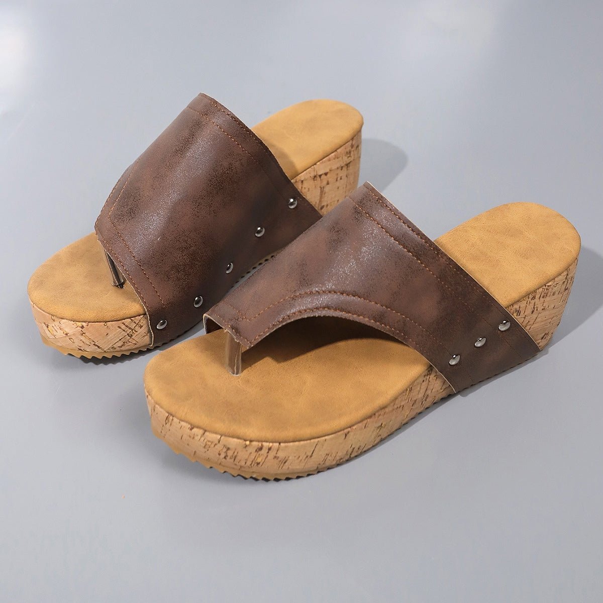 PU Leather Wedge Sandals - Flip Flop Dynasty