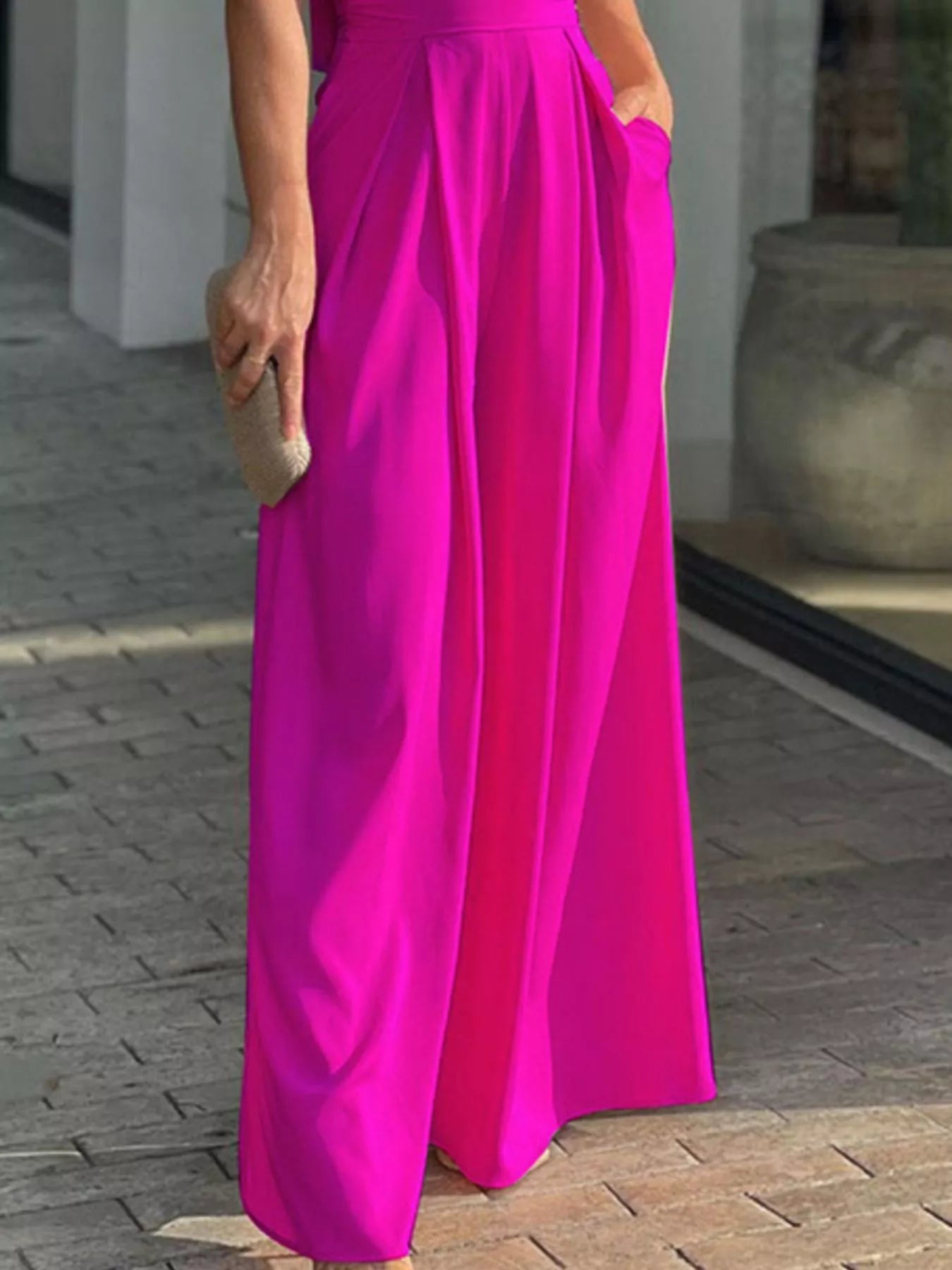 Puff Sleeve Wide Leg Jumpsuit - Flip Flop Dynasty