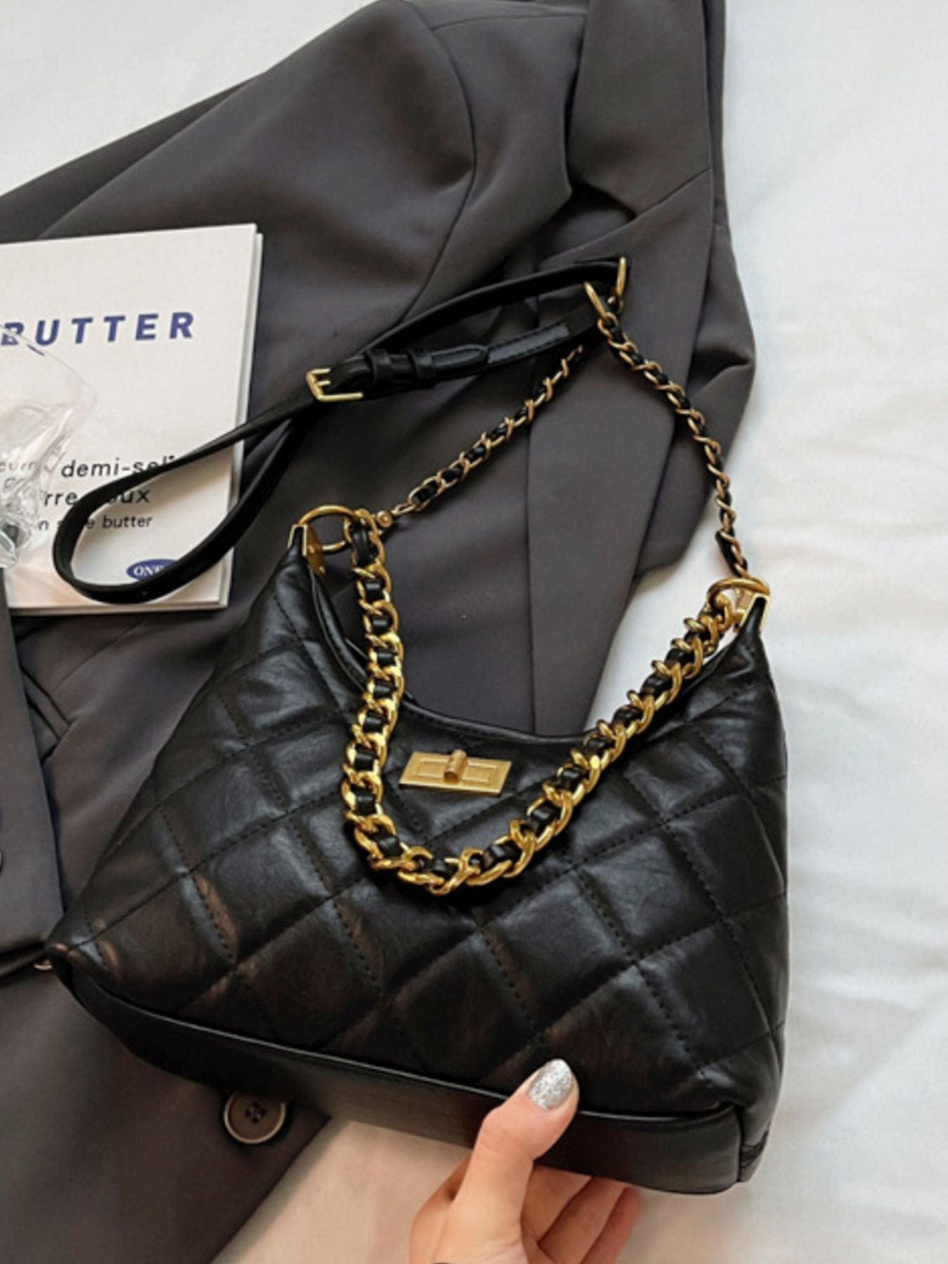 Quilted Chain Strap Shoulder Bag - Flip Flop Dynasty
