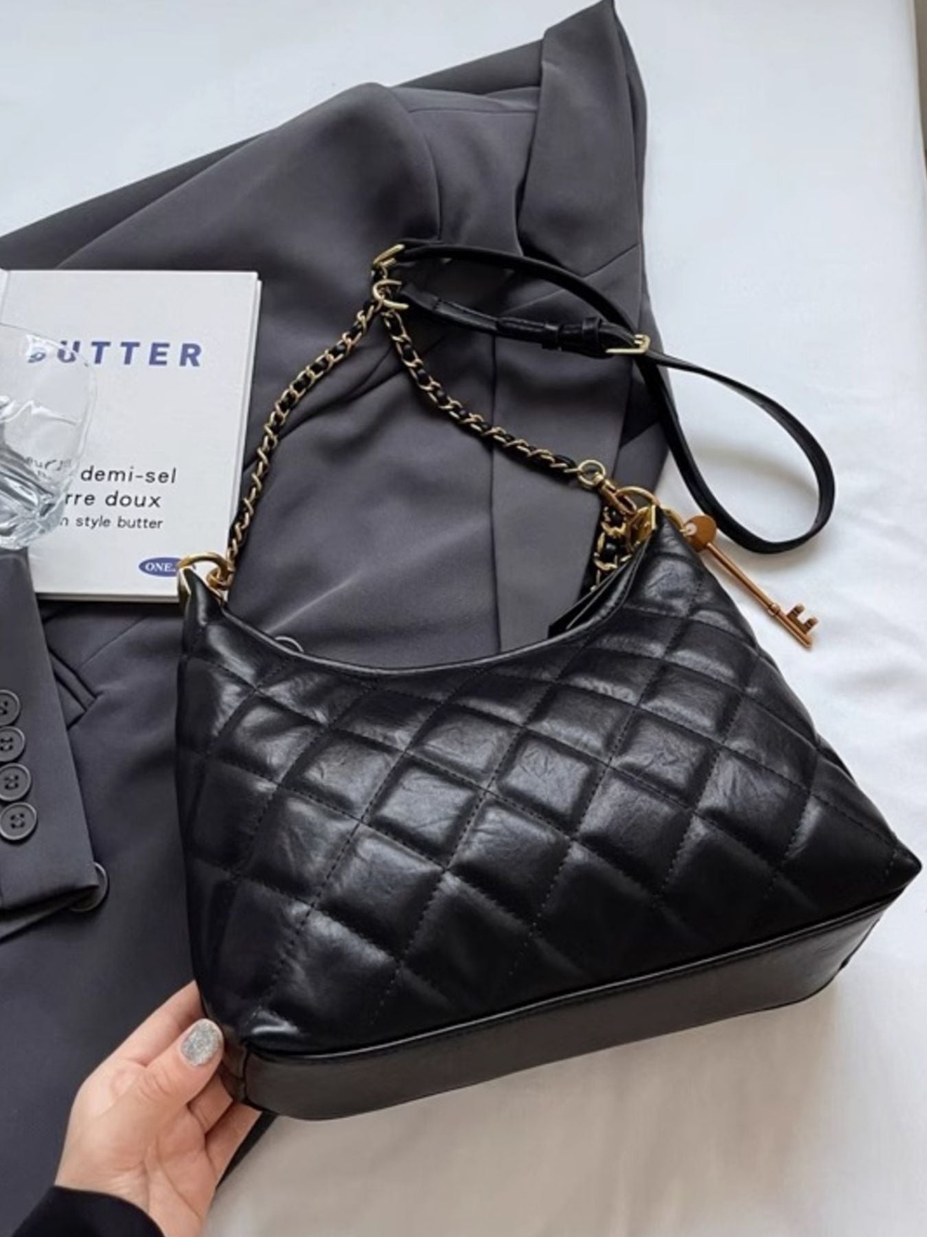 Quilted Chain Strap Shoulder Bag - Flip Flop Dynasty