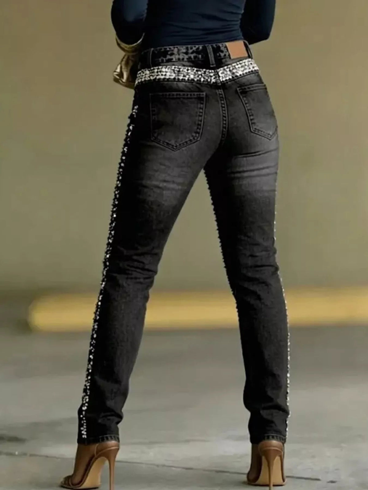 Rhinestone Embellished Slim Fit Jeans - Flip Flop Dynasty