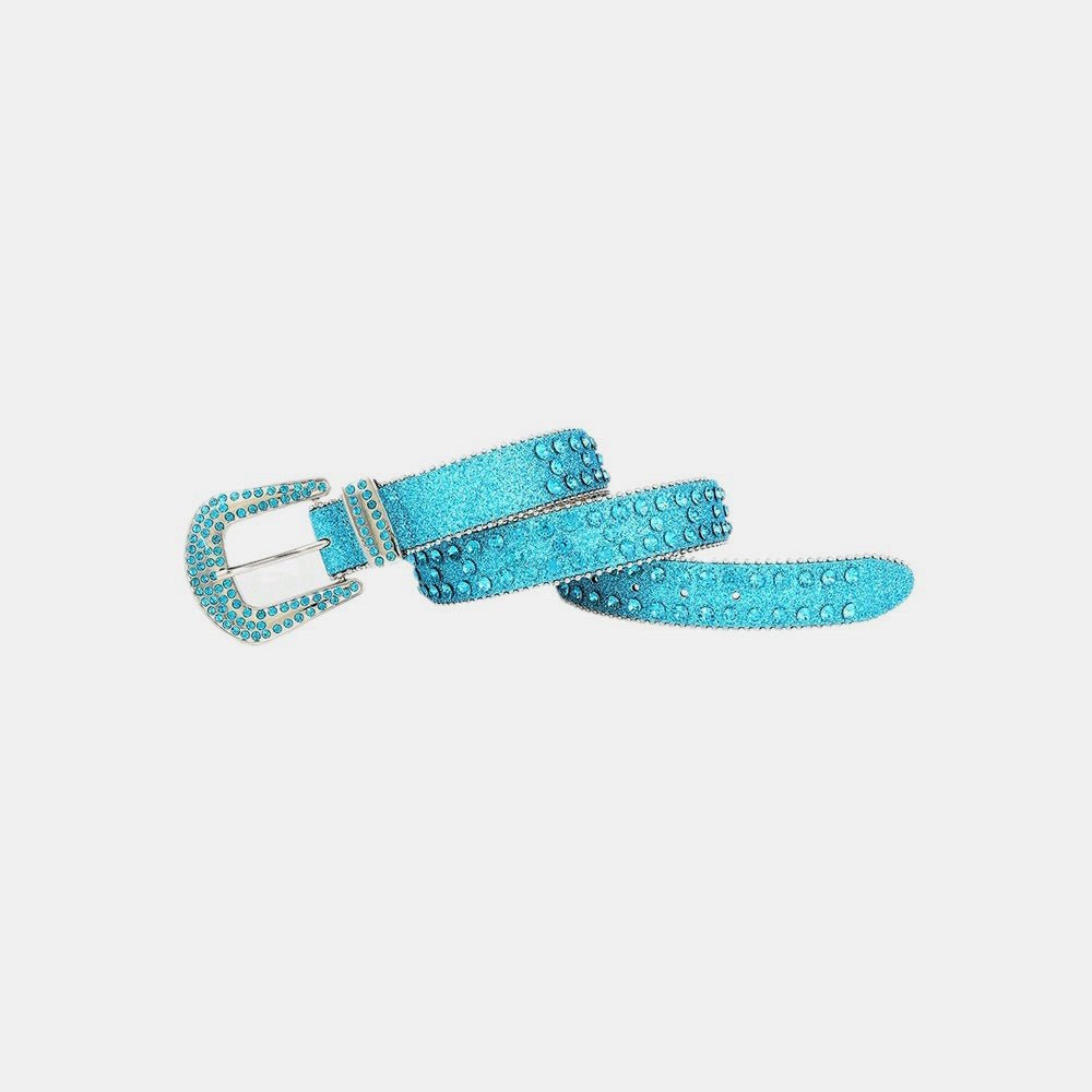 Rhinestone PU Leather Belt - Flip Flop Dynasty