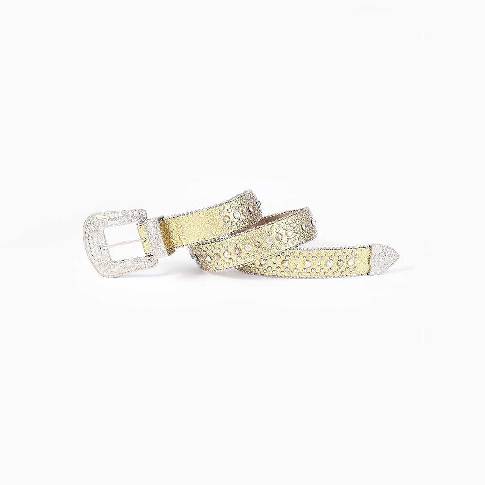 Rhinestone PU Leather Belt - Flip Flop Dynasty