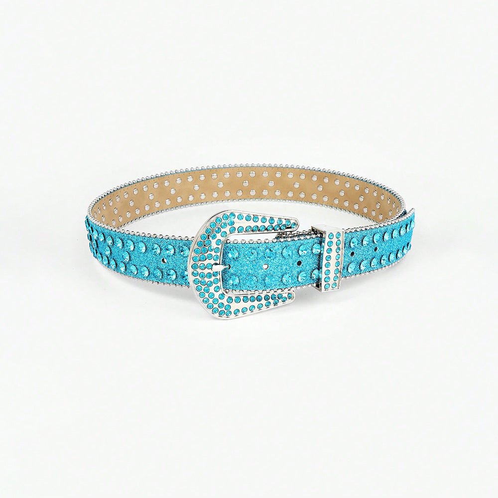 Rhinestone PU Leather Belt - Flip Flop Dynasty