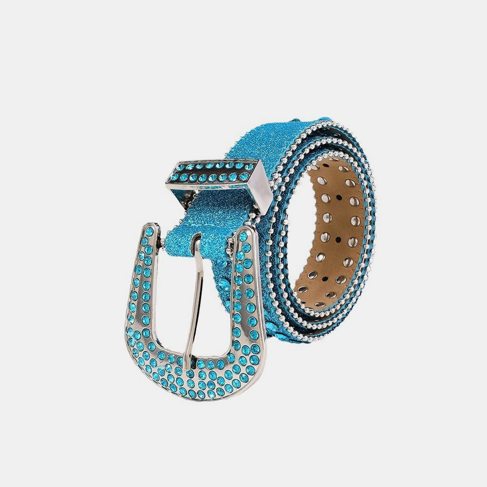 Rhinestone PU Leather Belt - Flip Flop Dynasty