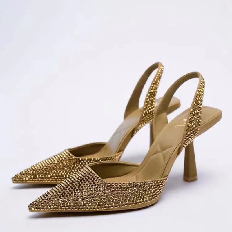 Rhinestone Slingback High Heel Pumps - Flip Flop Dynasty