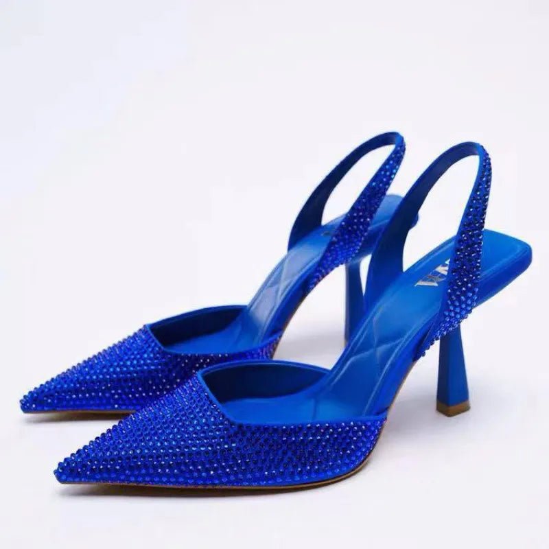 Rhinestone Slingback High Heel Pumps - Flip Flop Dynasty
