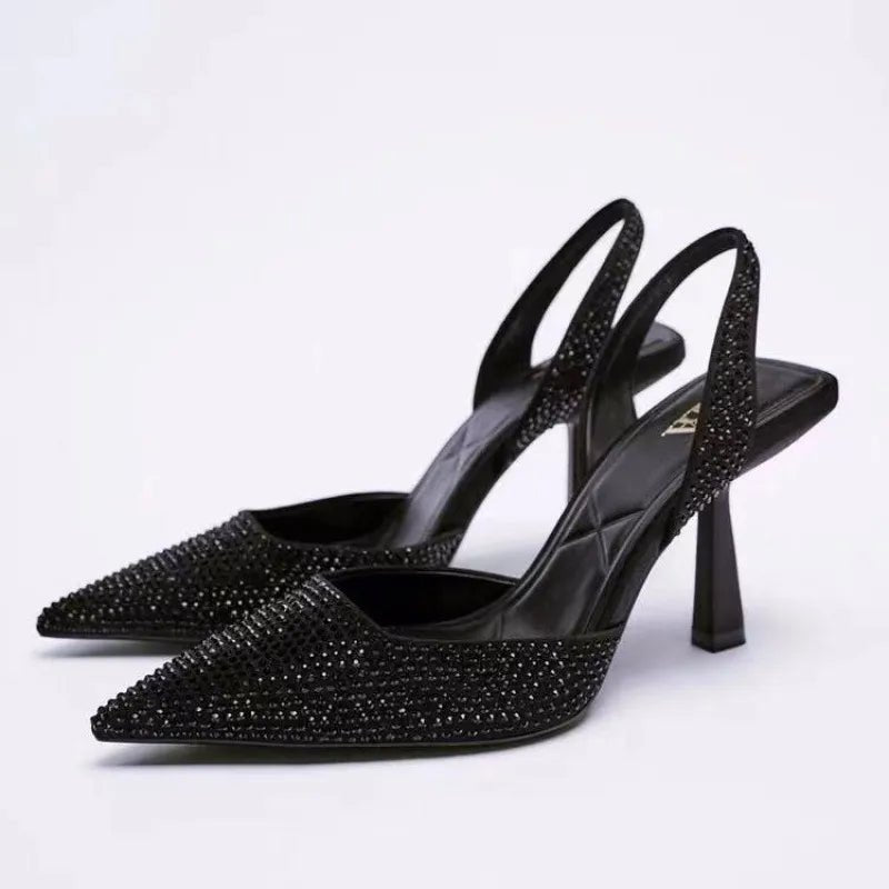 Rhinestone Slingback High Heel Pumps - Flip Flop Dynasty