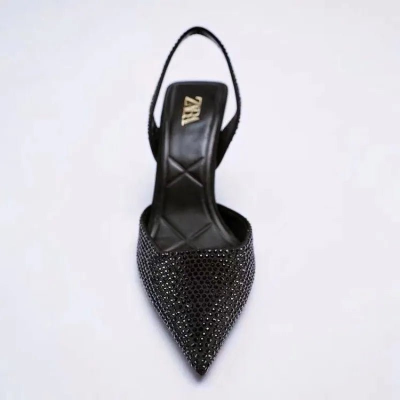 Rhinestone Slingback High Heel Pumps - Flip Flop Dynasty